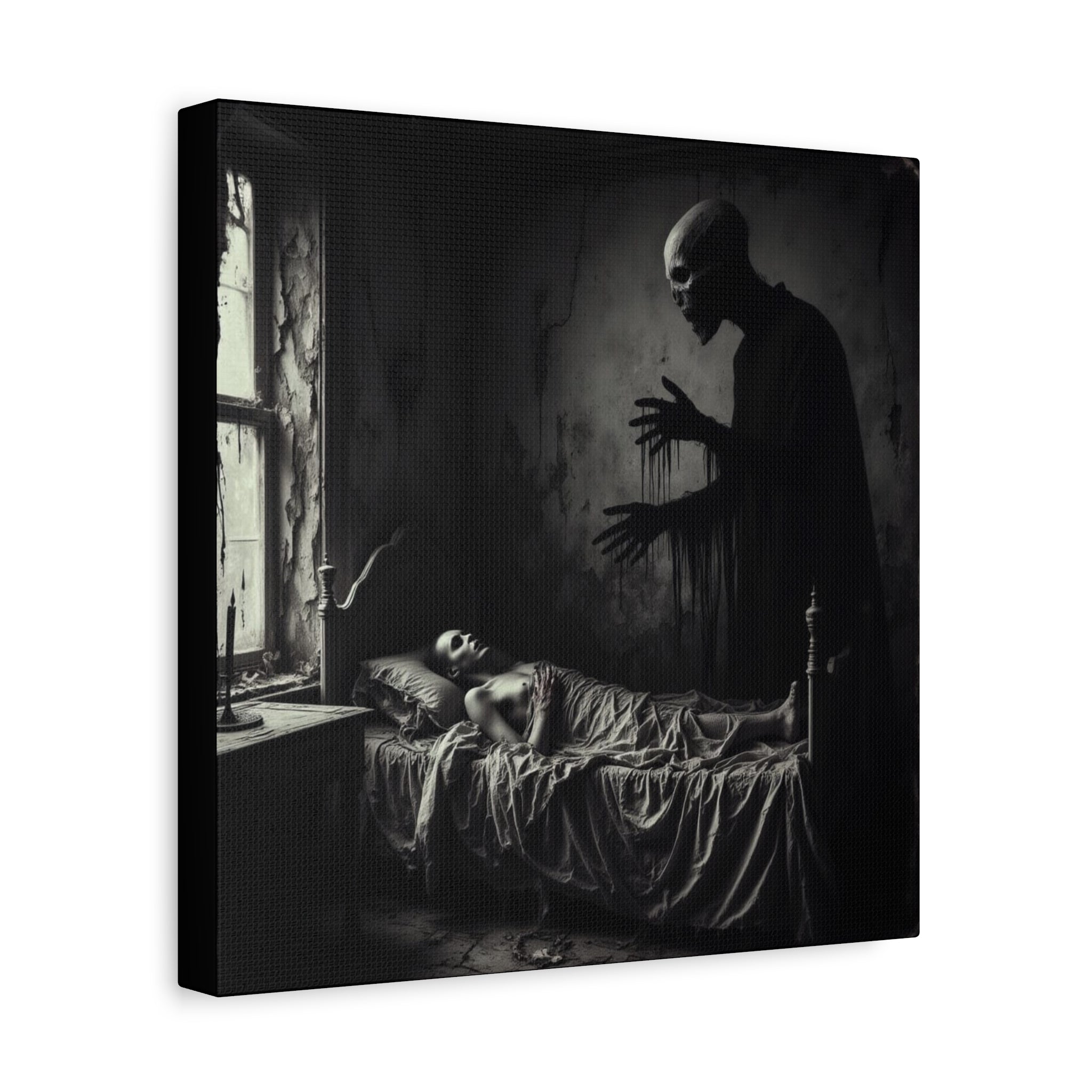 Night Terrors Art Canvas Print, Gothic Wall Decor for Home, Horror Themed Art, Unique Gift for Halloween, Spooky Bedroom Decor