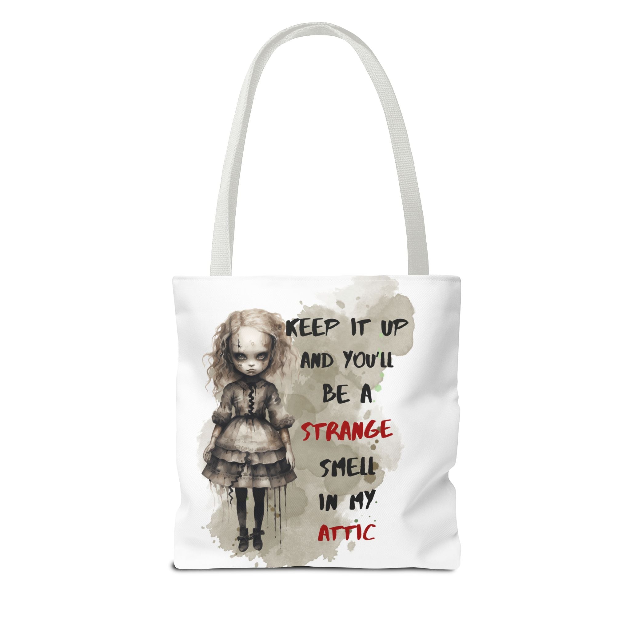 Strange Smell in My Attic Tote Bag, Gothic Eco-Friendly Tote, Witchy Canvas Bag, Unique Gift for Horror Fans, Halloween Essential