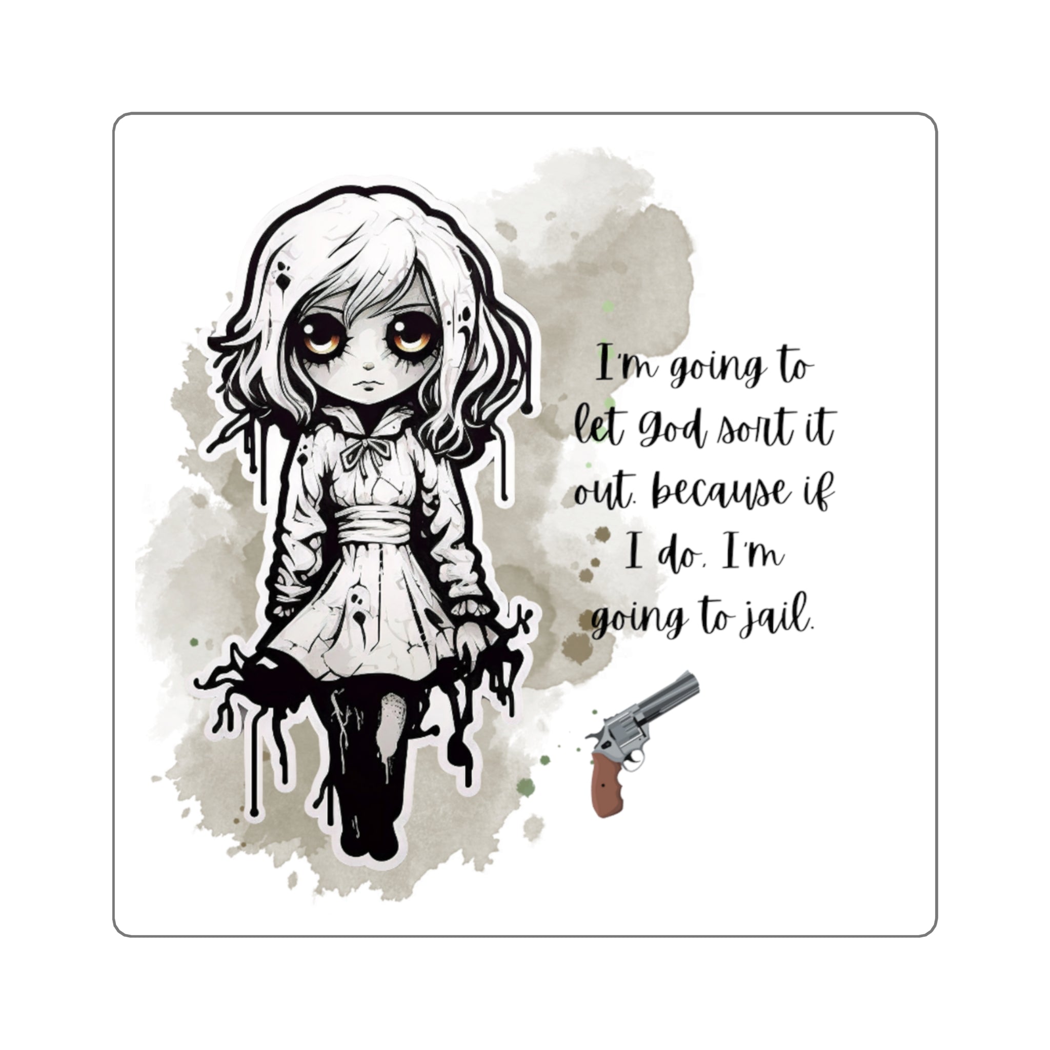 Creepy Doll Square Stickers, Quirky Stickers for Laptop, Bullet Journal, Aesthetic Gifts, Alternative Art Decor, Fun Quote Vinyl [...]