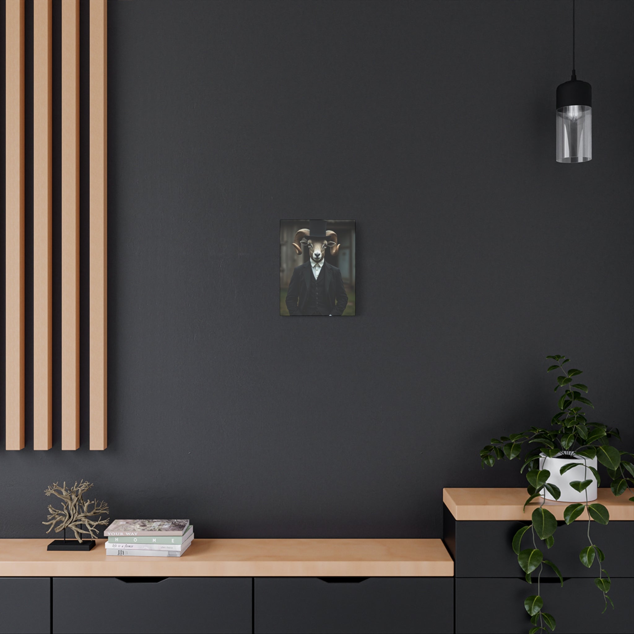 Folk Horror Ram Stylish Canvas Wall Art, Modern Home Decor, Unique Gift for Animal Lovers, Quirky Art Piece, Ideal for Lazy Days