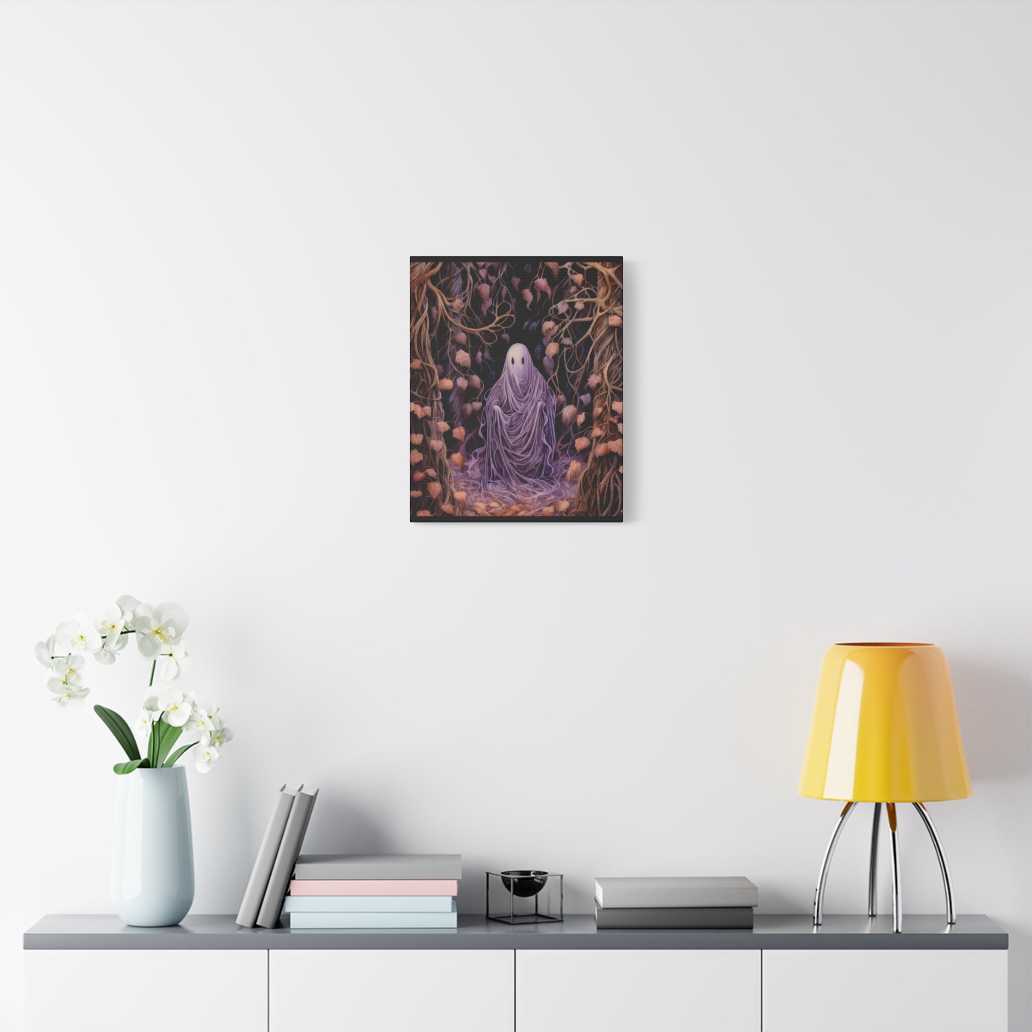 Mystical Ghost Art Canvas, Wall Decor, Haunted Home, Spooky Vibes, Halloween Decor, Unique Gift