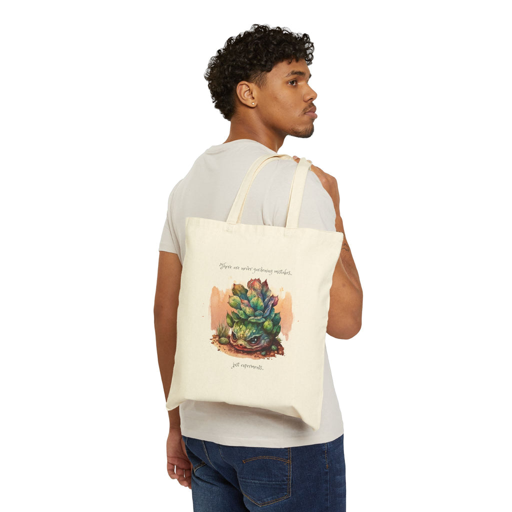 Creepy Garden Succulent Art Cotton Canvas Tote Bag, Eco-Friendly Tote, Plant Lover Gift, Reusable Grocery Bag, Botanical Print Shopping Bag