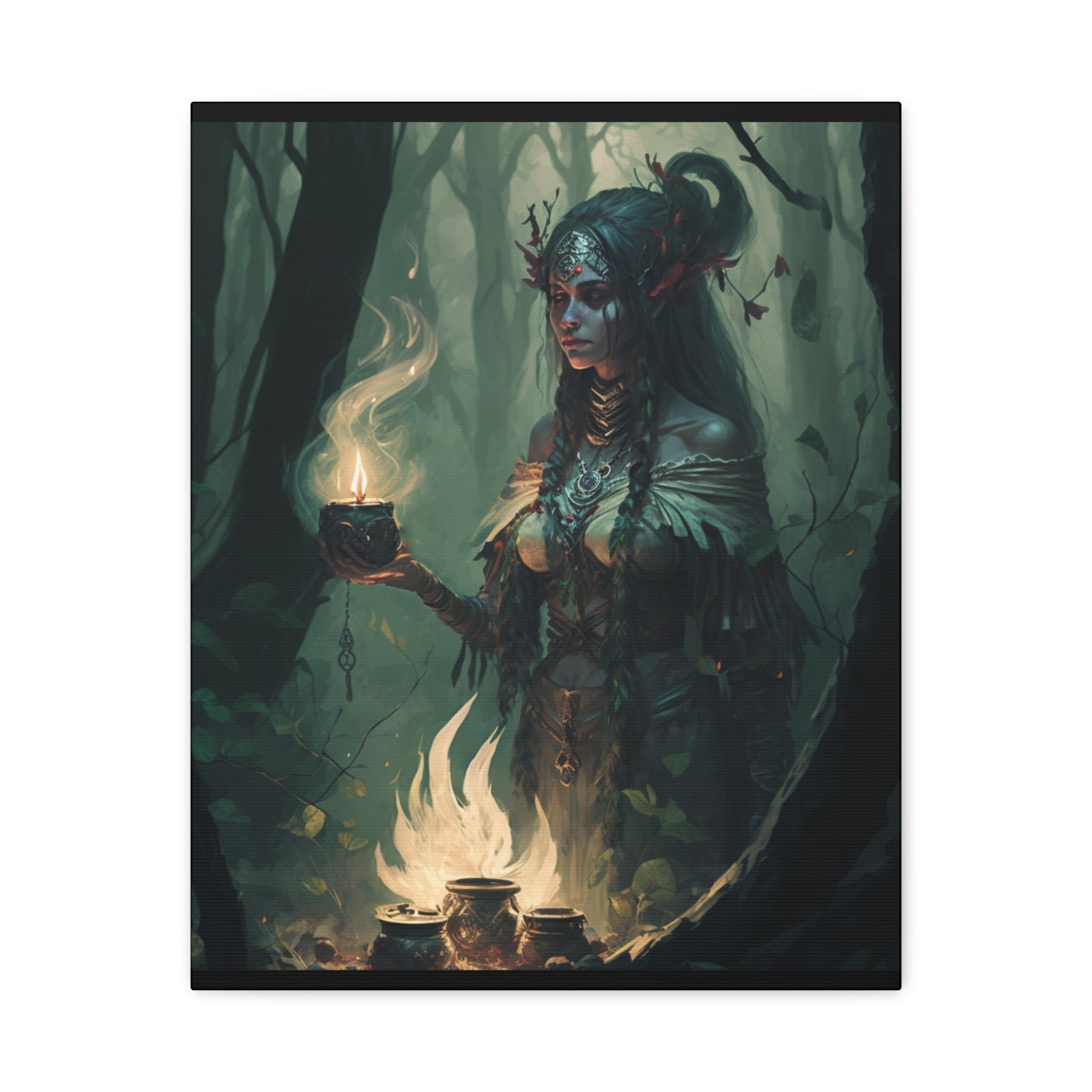 Enchanting Forest Goddess Canvas Art, Mystical Wall Decor, Spiritual Home Decor, Witchy Gift, Bohemian Artwork, Fantasy Art