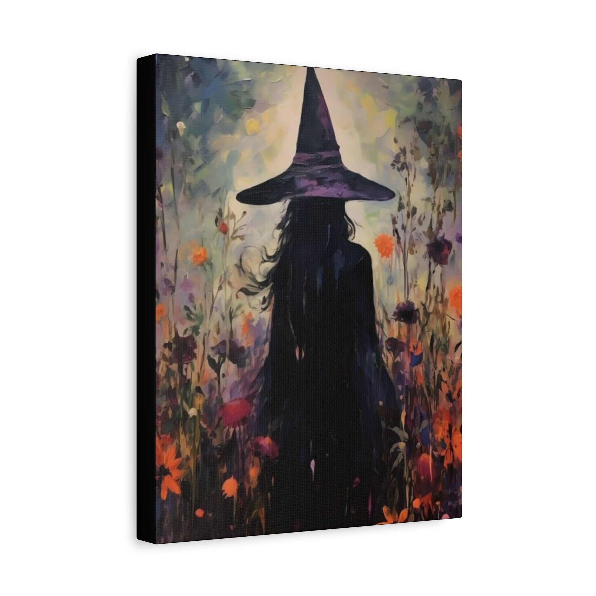 Fall Canvas Wall Art Print - Witch Silhouette in Floral Field, Mystical Home Decor, Boho Aesthetic Art, Perfect Gift for Halloween, Witchy [...]