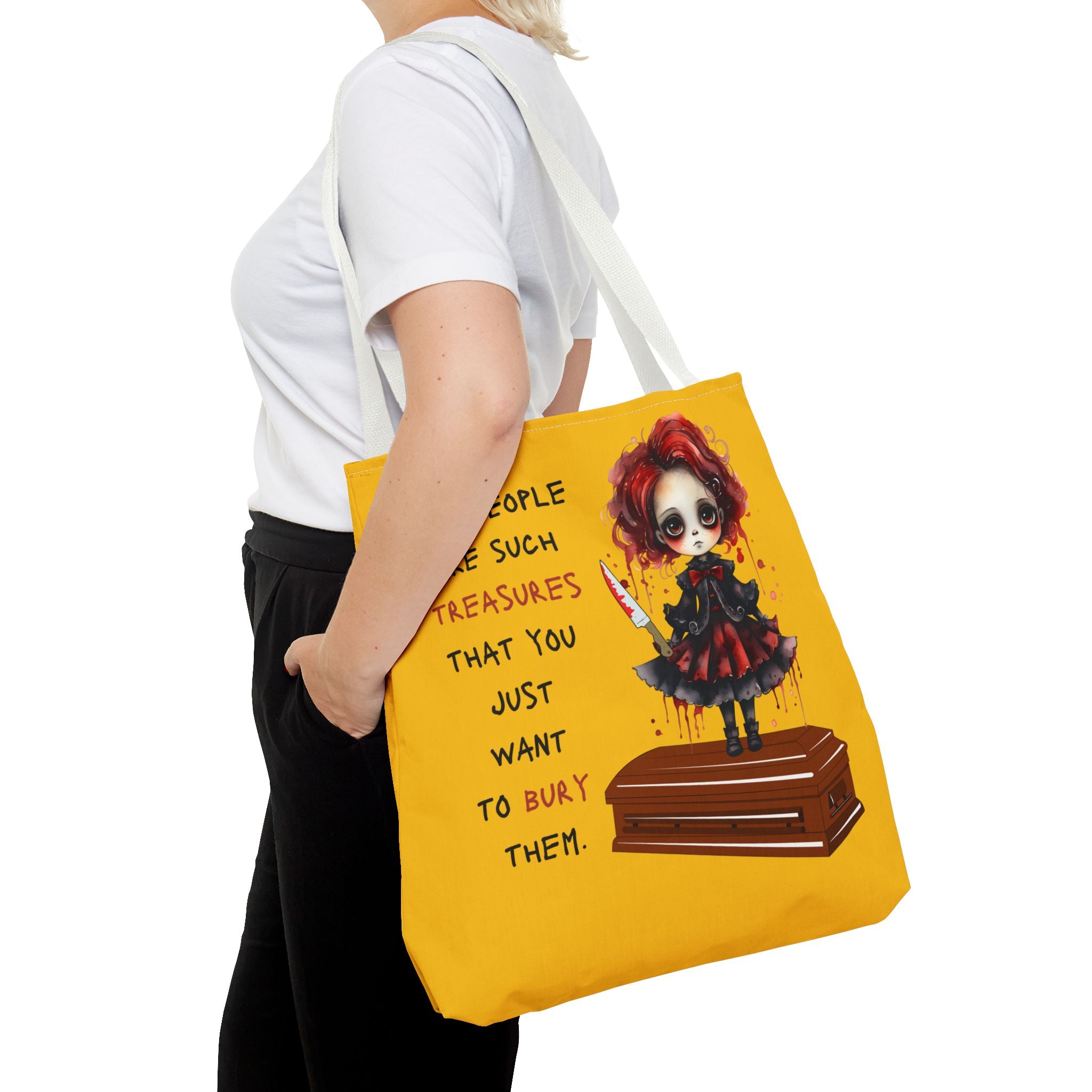 Creepy Doll Tote Bag with Quirky Artwork, Ideal for Halloween Decor, Gift for Alternative Fashion Lovers, Unique Shopper Bag, Spooky Gift