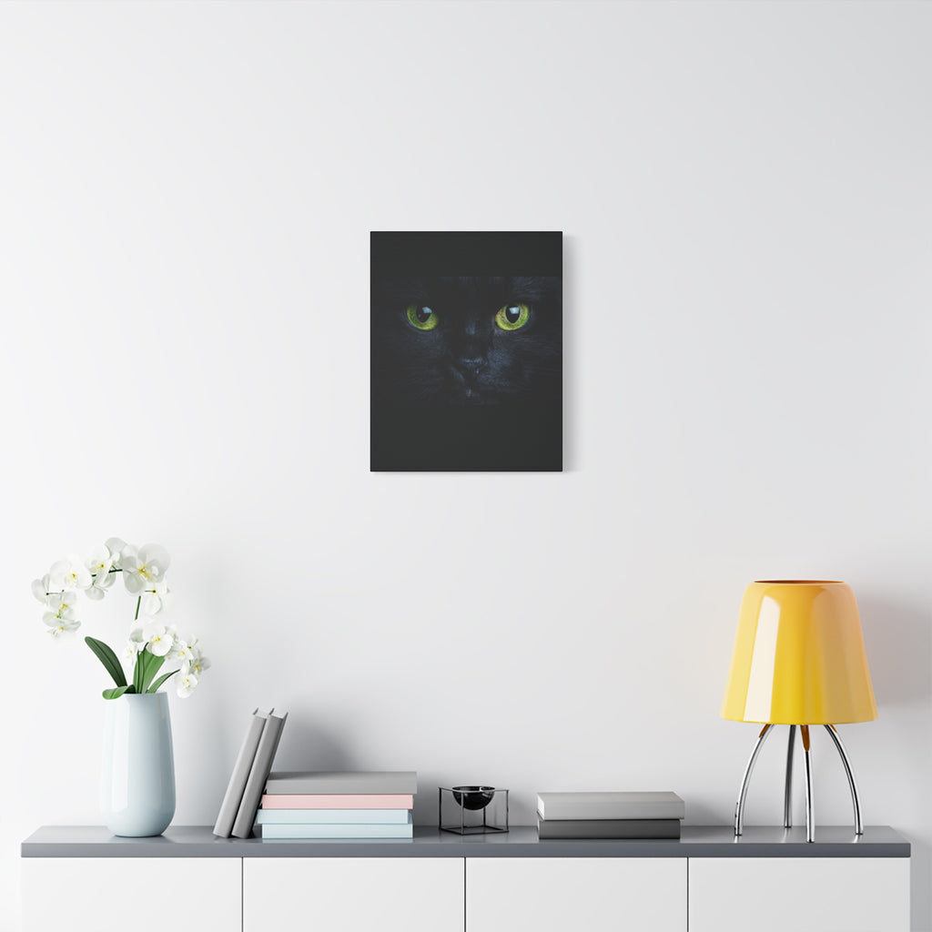 Green Eyes Black Cat Wall Art, Canvas Print, Home Decor, Cat Lover Gift, Halloween Decor, Animal Art
