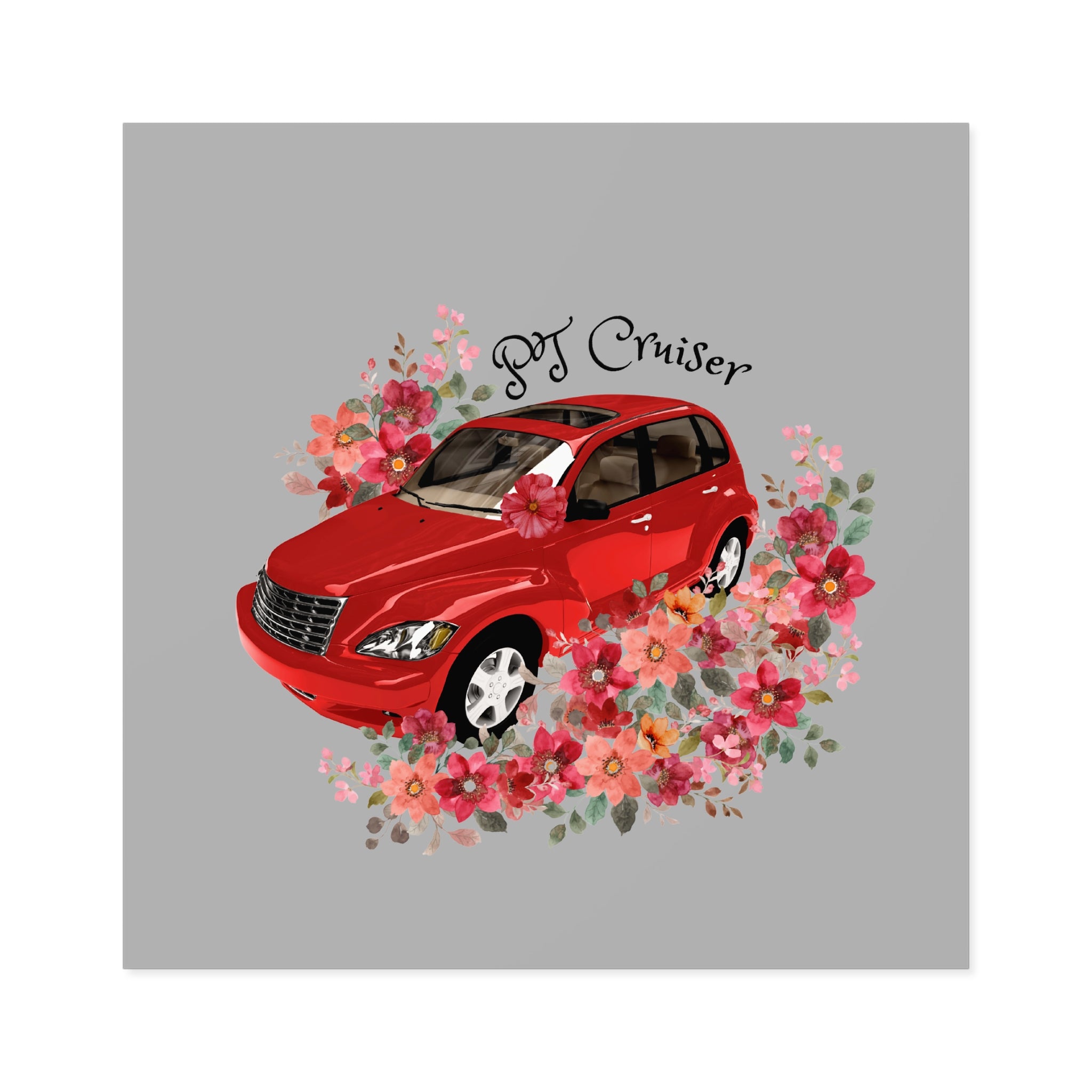 PT Cruiser Stickers, PT Cruiser Art, Vintage Car Decor, Flower Car Vinyls, Gift for Car Enthusiasts, Vehicle Wall Decor