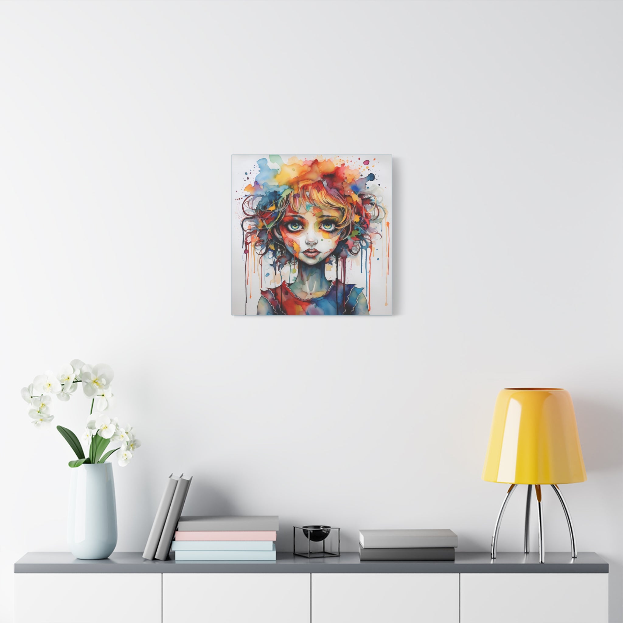 Creepy Doll Art Canvas Print, Vibrant Wall Decor, Unique Gift for Art Lovers, Whimsical Home Decoration, Perfect for Birthdays, Holidays