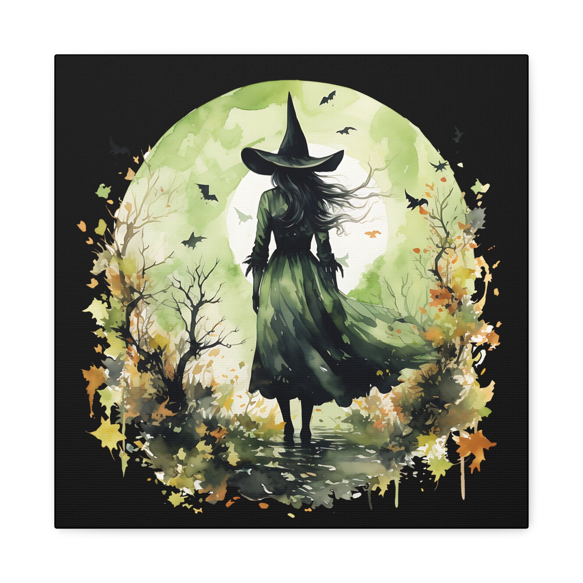 The Autumn Witch Canvas Wall Art, Mystic Decor for Halloween, Nature Lover Gift, Artistic Home Décor, Witch Art Print