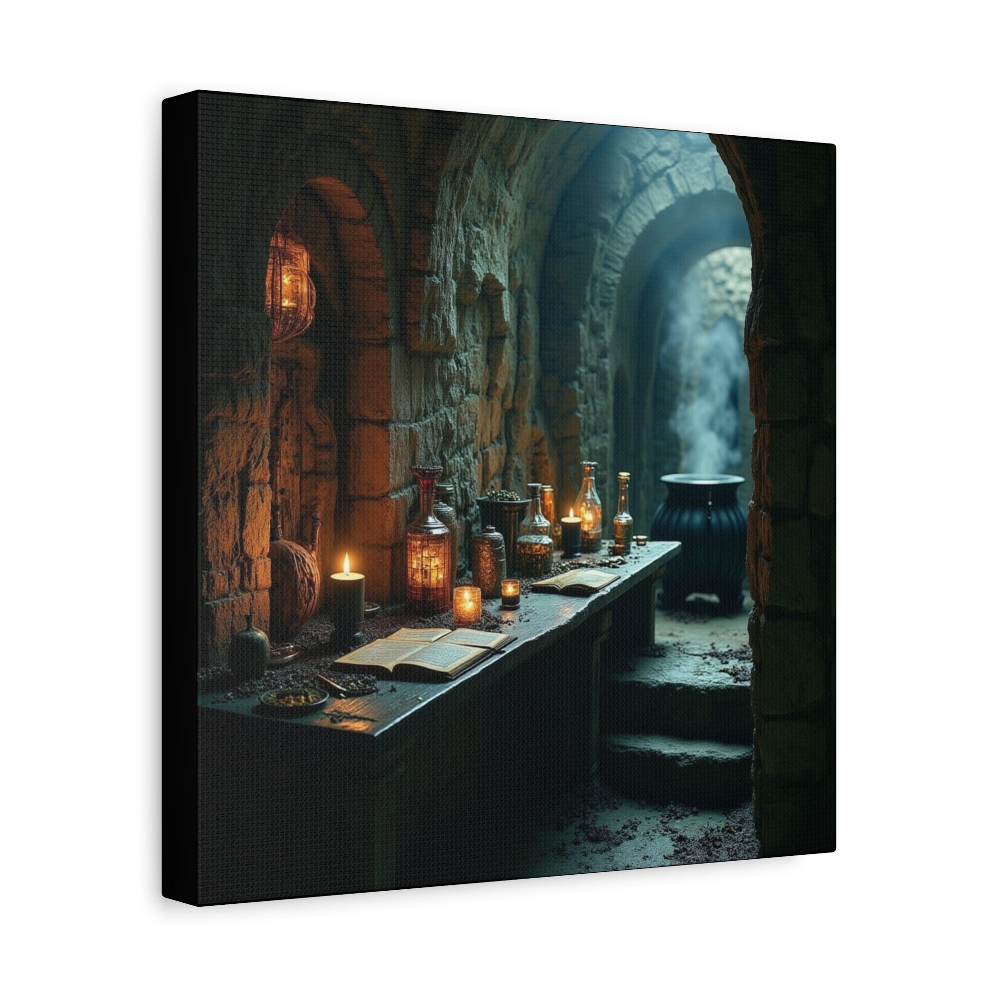 The Alchemist's Lab Canvas Art, Fantasy Wall Decor, Witchcraft Room Decoration, Gothic Home Accent, Enchanted Art for Halloween
