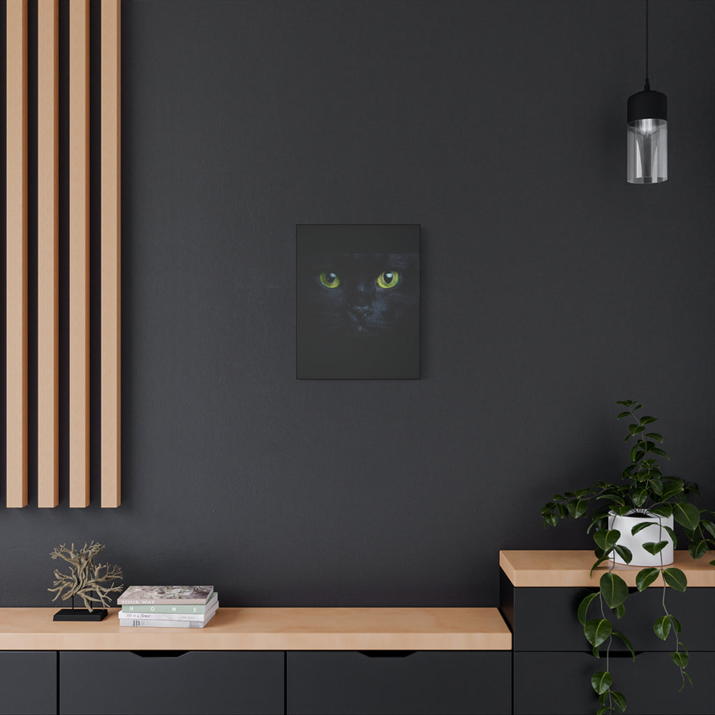 Green Eyes Black Cat Wall Art, Canvas Print, Home Decor, Cat Lover Gift, Halloween Decor, Animal Art