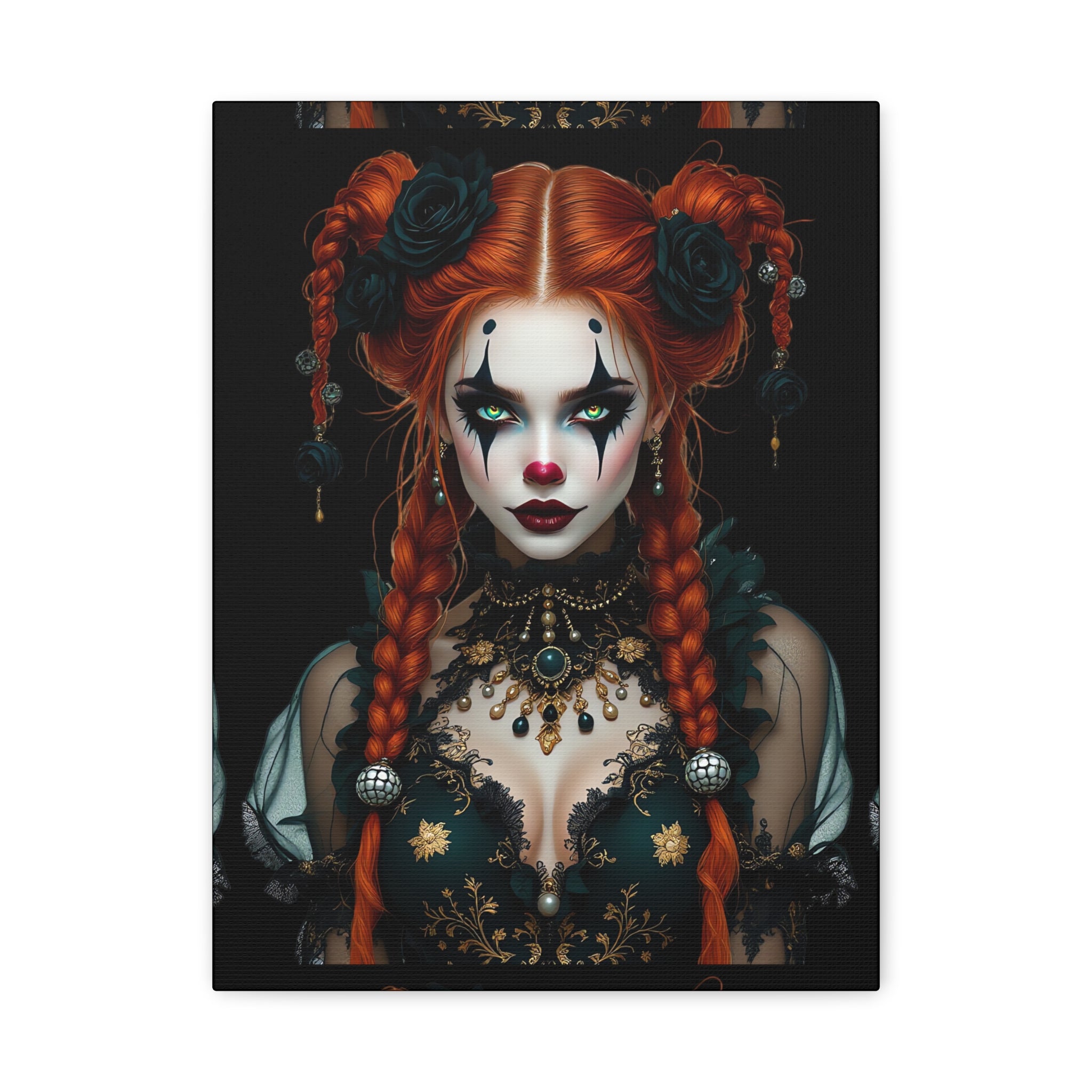 The Harlequin Art Canvas Print, Gothic Wall Decor, Spooky Home Decoration, Unique Halloween Art, Dark Aesthetic Canvas