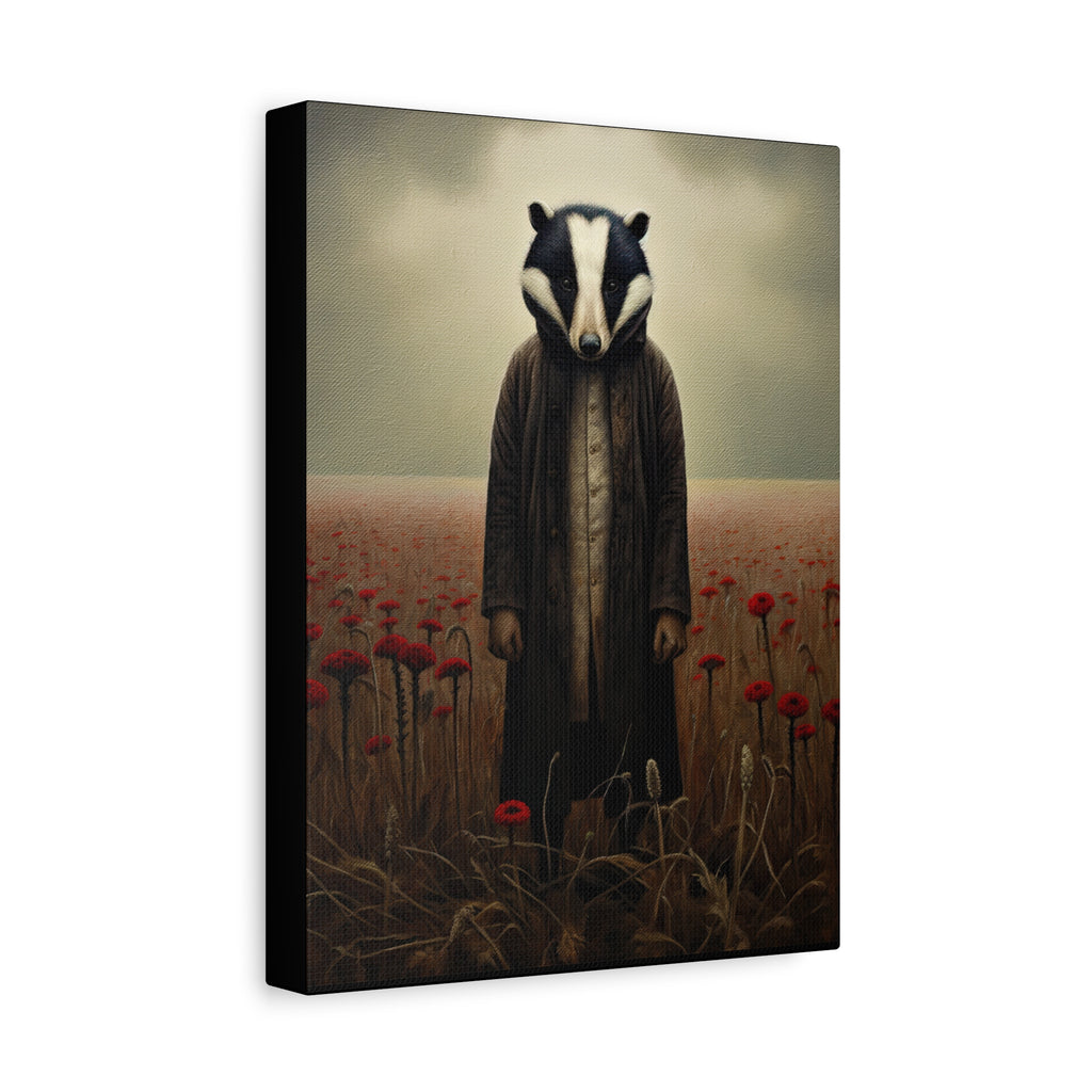 Folk Horror Badger Canvas Art, Unique Animal Wall Decor, Home Aesthetic Art, Gift for Animal Lovers, Quirky Housewarming Idea