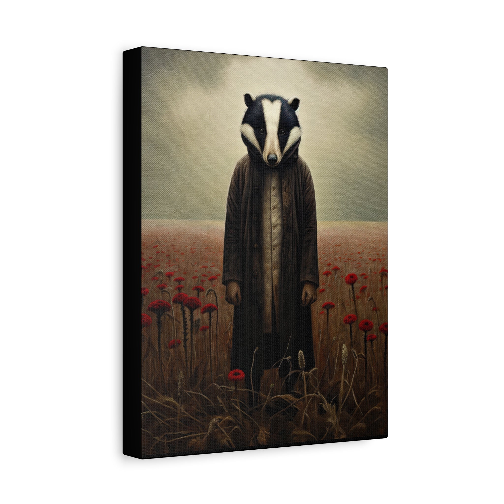 Folk Horror Badger Canvas Art, Unique Animal Wall Decor, Home Aesthetic Art, Gift for Animal Lovers, Quirky Housewarming Idea