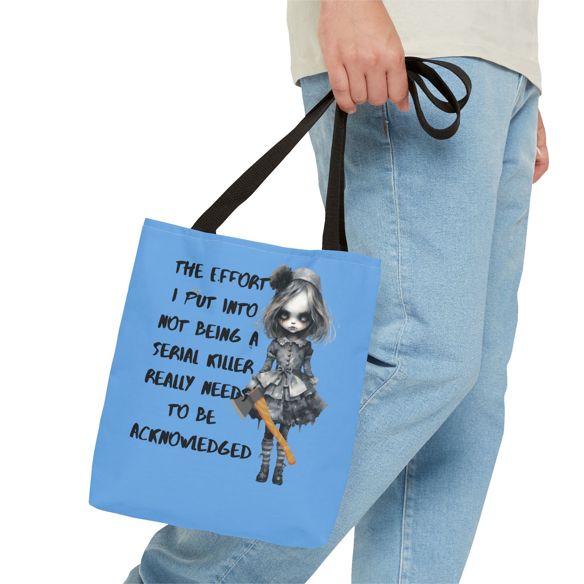 Creepy Doll Tote Bag, Playful Tote for Animal Lovers, Unique Gift, Eco-Friendly Shopping Bag, Fun Everyday Use, Cute Design