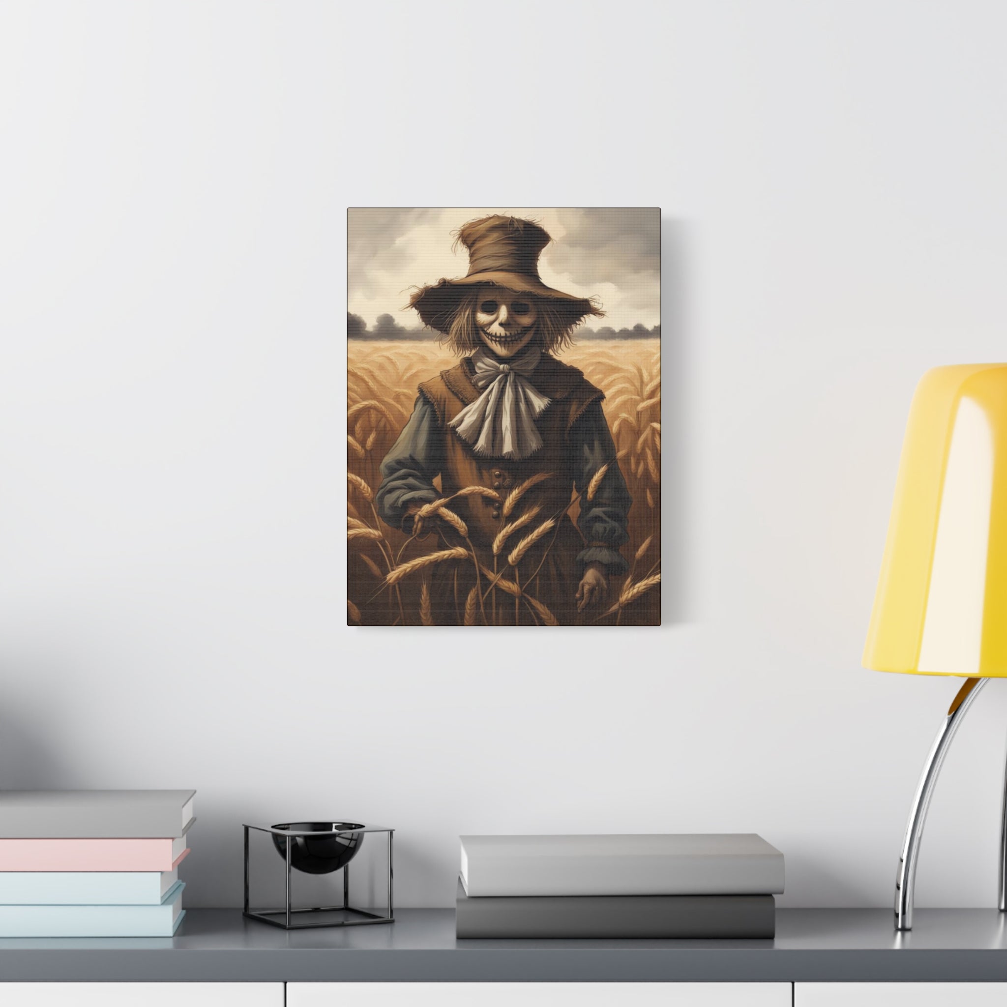 Scarecrow Canvas Art Print, Creepy Wall Decor, Autumn Home Decor, Halloween Decoration, Farmhouse Wall Art