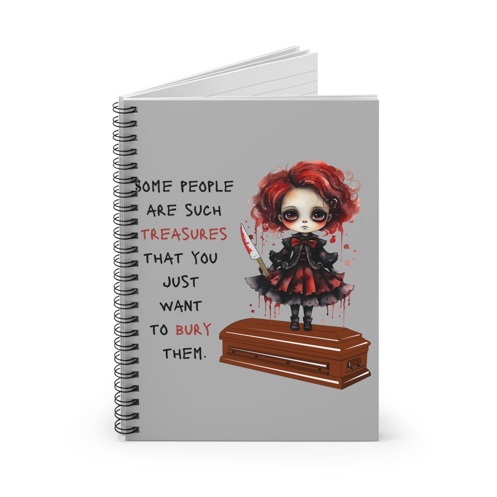 Creepy Doll Spiral Notebook - Dark Humor, Perfect for Stationery Lovers, Gifts for Halloween, Journaling, Unique Design