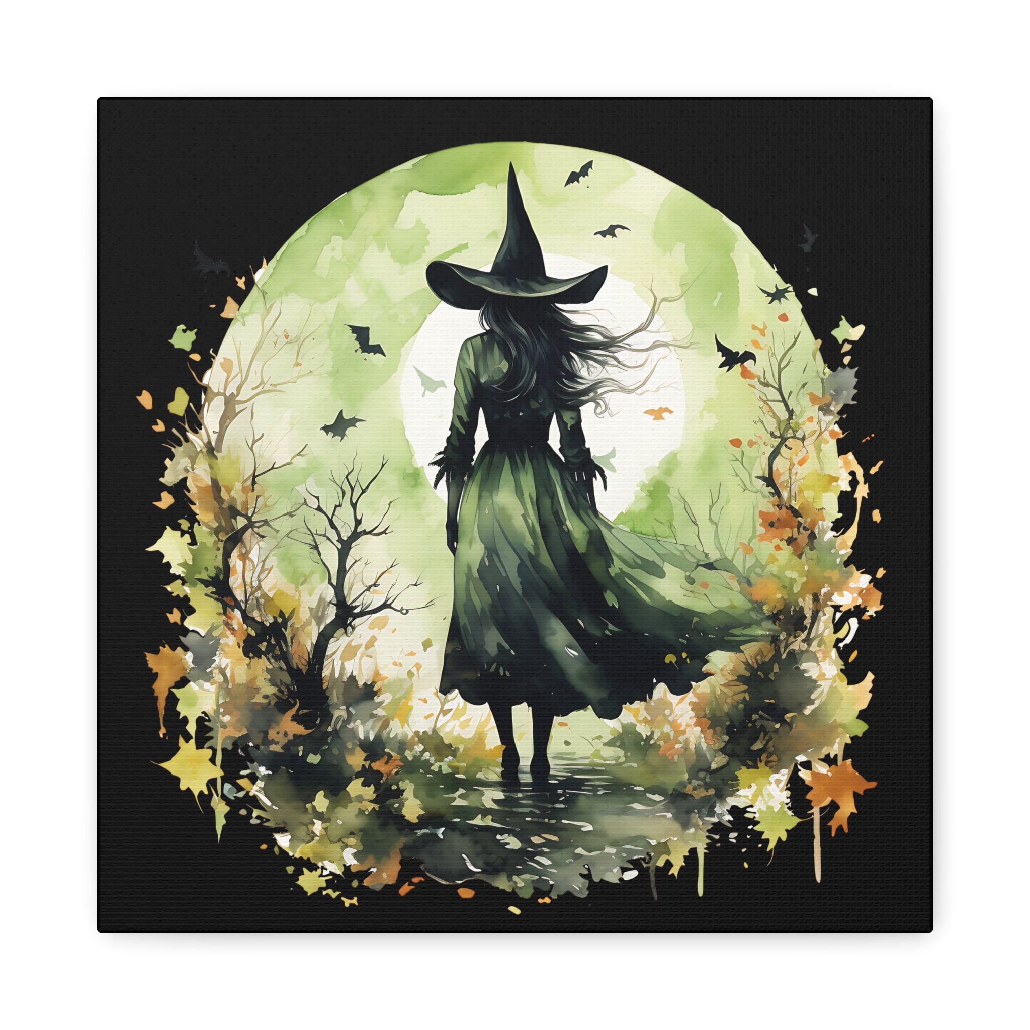 The Autumn Witch Canvas Wall Art, Mystic Decor for Halloween, Nature Lover Gift, Artistic Home Décor, Witch Art Print