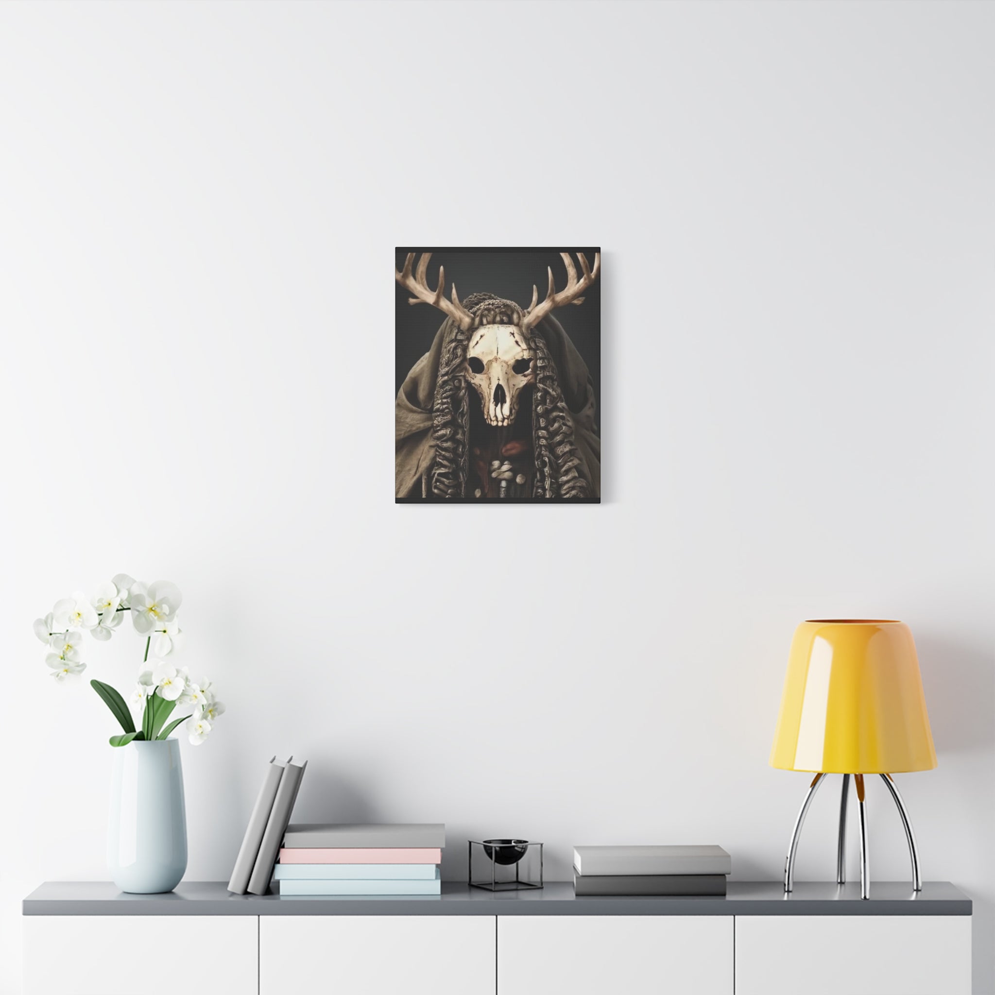 Ritual Canvas Wall Art, Skull Decor, Gothic Home Decor, Boho Aesthetic, Framed Canvas, Unique Wall Decoration