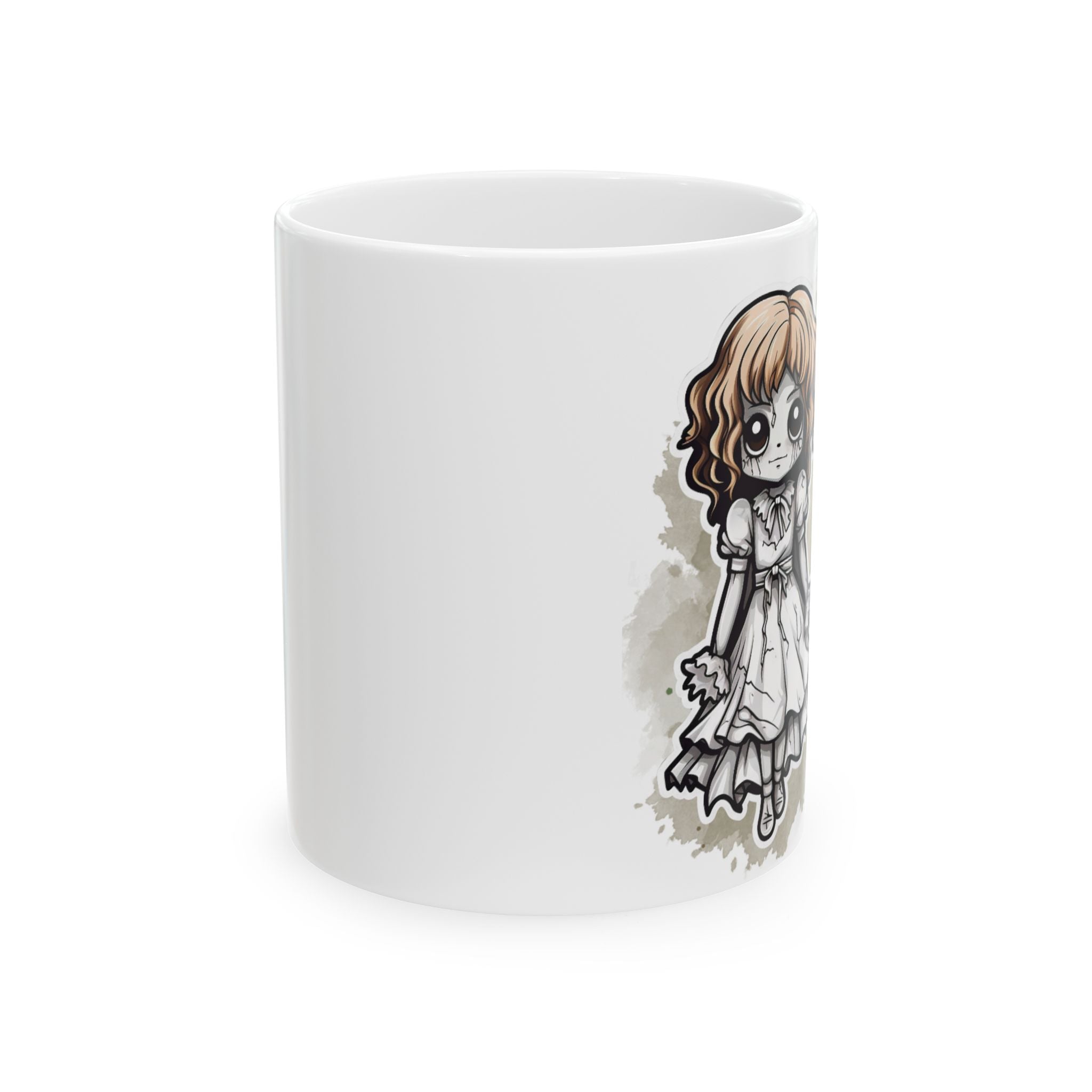 Creepy Doll Ceramic Mug with Playful Design - Perfect Gift for Friends, Family, and Special Occasions