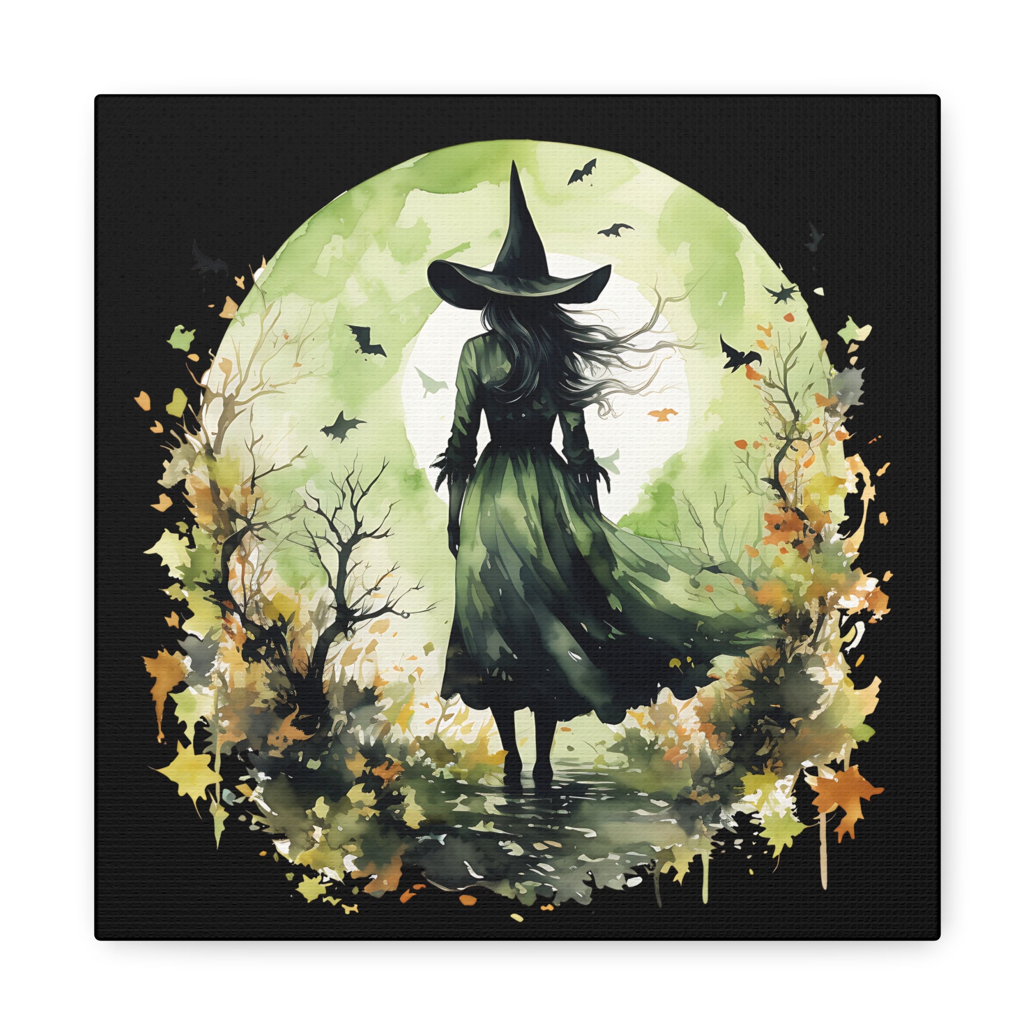 The Autumn Witch Canvas Wall Art, Mystic Decor for Halloween, Nature Lover Gift, Artistic Home Décor, Witch Art Print