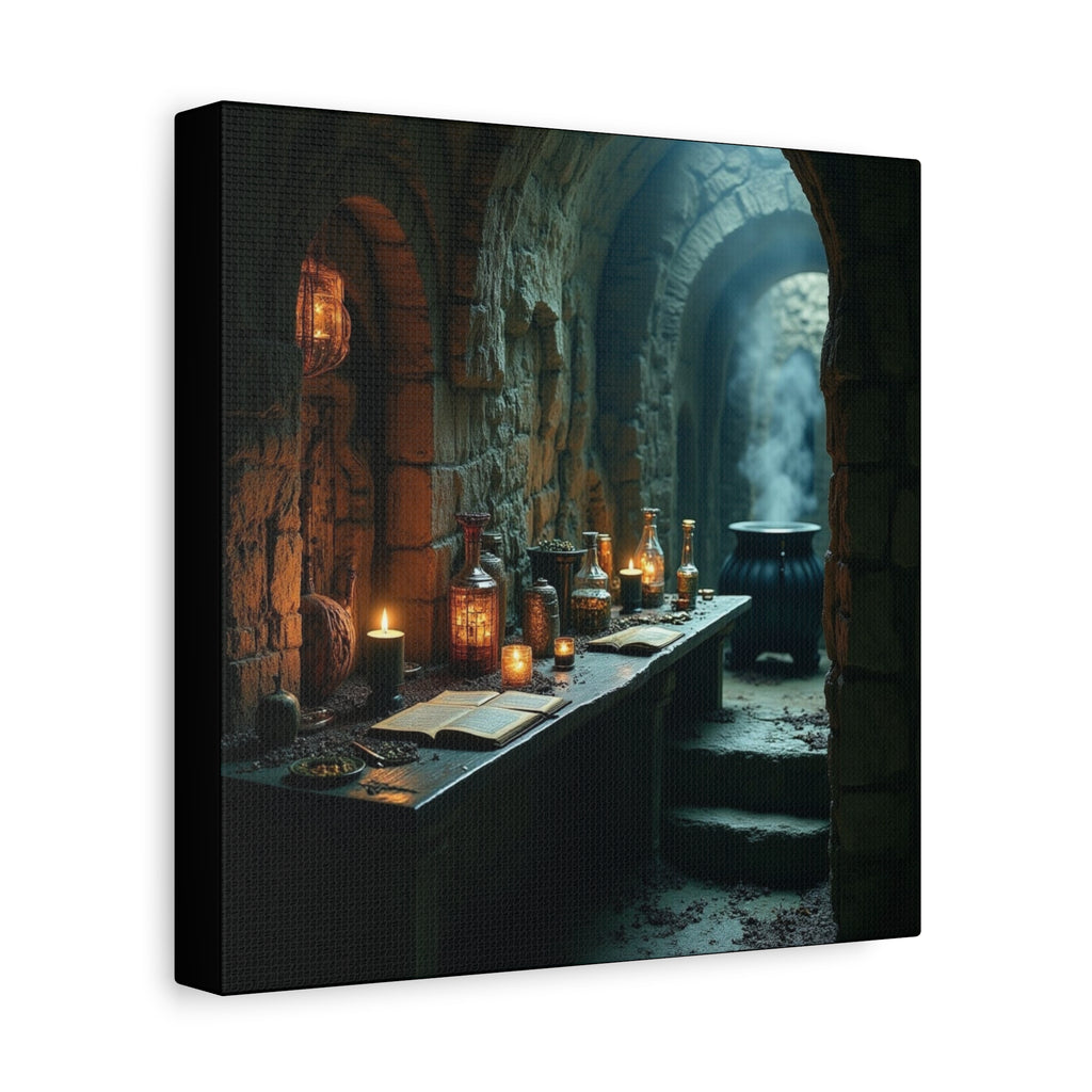 The Alchemist's Lab Canvas Art, Fantasy Wall Decor, Witchcraft Room Decoration, Gothic Home Accent, Enchanted Art for Halloween
