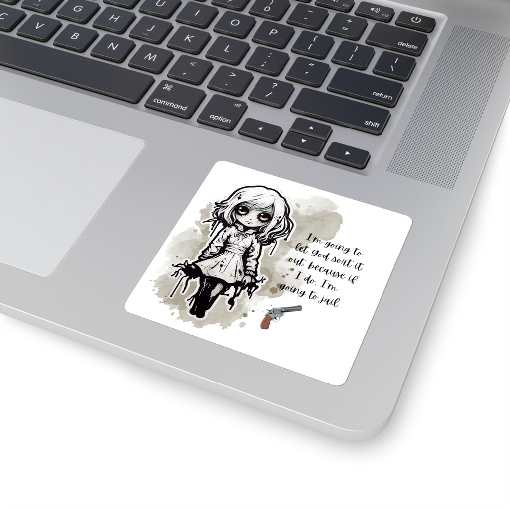 Creepy Doll Square Stickers, Quirky Stickers for Laptop, Bullet Journal, Aesthetic Gifts, Alternative Art Decor, Fun Quote Vinyl [...]