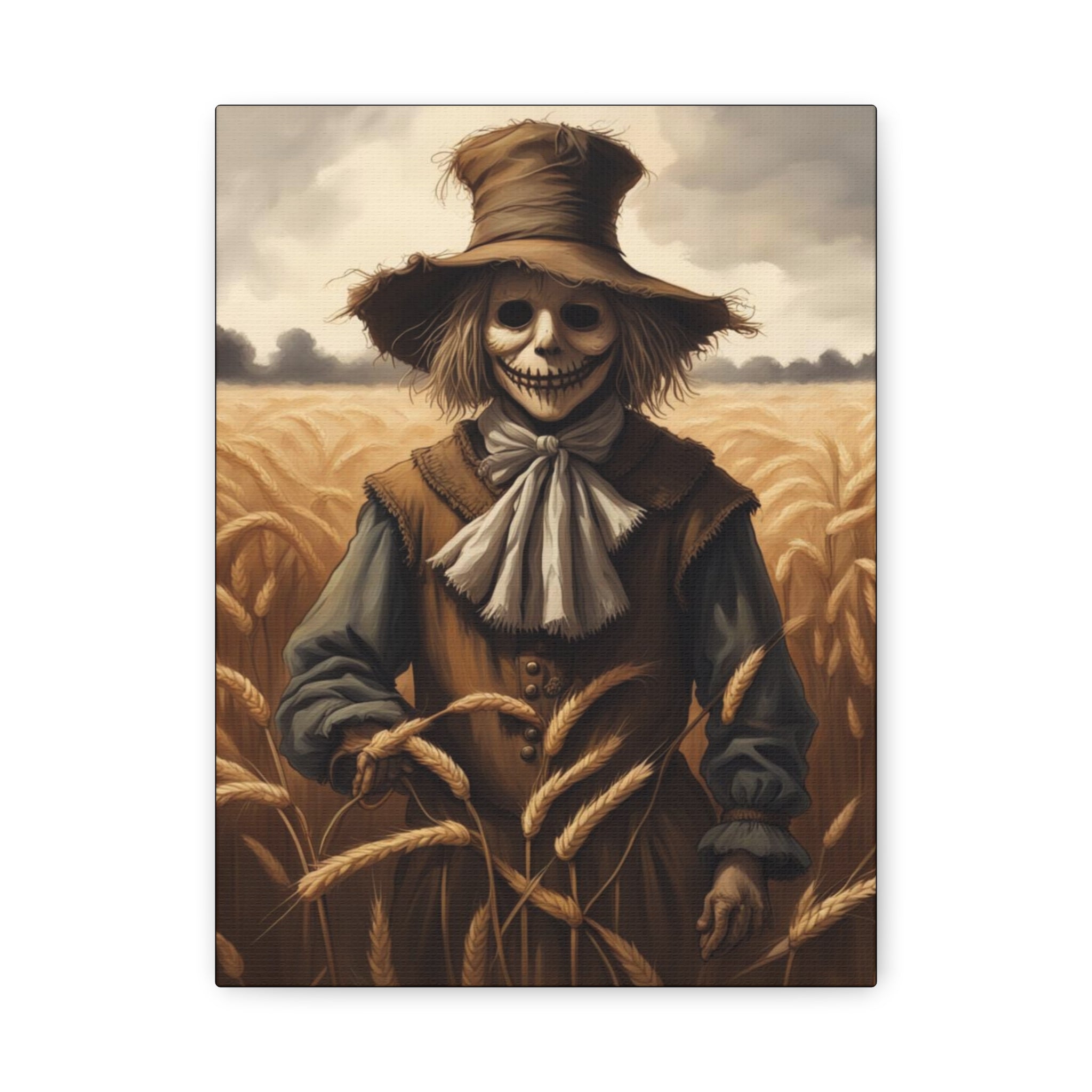 Scarecrow Canvas Art Print, Creepy Wall Decor, Autumn Home Decor, Halloween Decoration, Farmhouse Wall Art