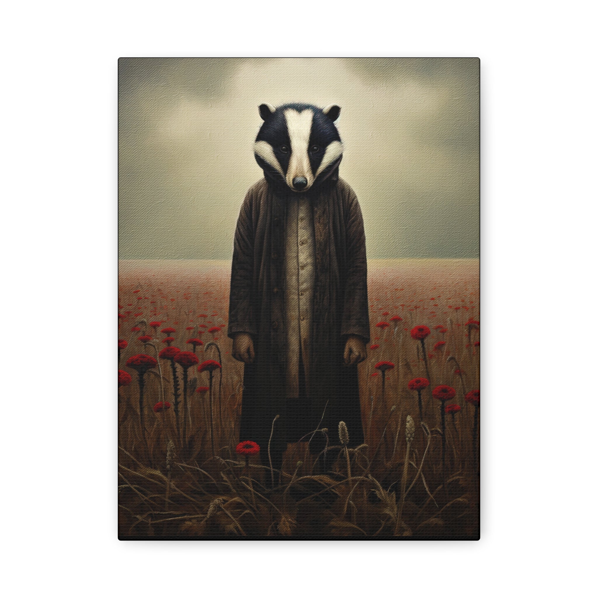Folk Horror Badger Canvas Art, Unique Animal Wall Decor, Home Aesthetic Art, Gift for Animal Lovers, Quirky Housewarming Idea