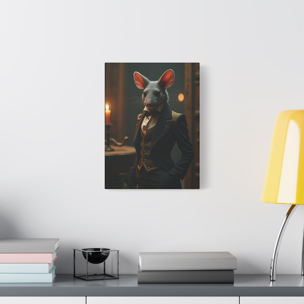 Elegant Mouse Canvas Wall Art Featuring Dapper Mouse, Funny Home Decor, Quirky Gift Idea, Unique Art for Animal Lovers, Fun Addition to Any Room