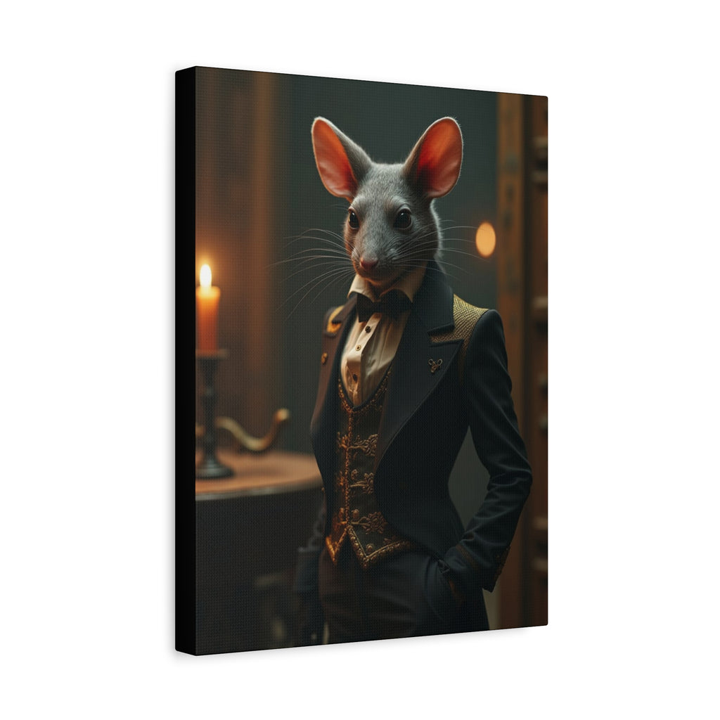 Elegant Mouse Canvas Wall Art Featuring Dapper Mouse, Funny Home Decor, Quirky Gift Idea, Unique Art for Animal Lovers, Fun Addition to Any Room