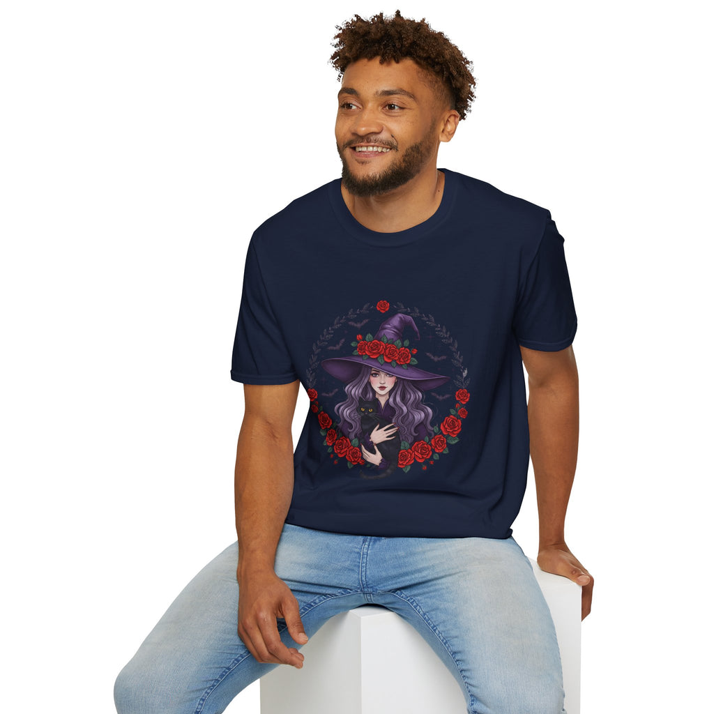 Witchy Floral T-Shirt for Every Occasion, Unisex Softstyle Tee, Halloween Gift, Cute Witch Shirt, Fashionable Tee, Everyday Style