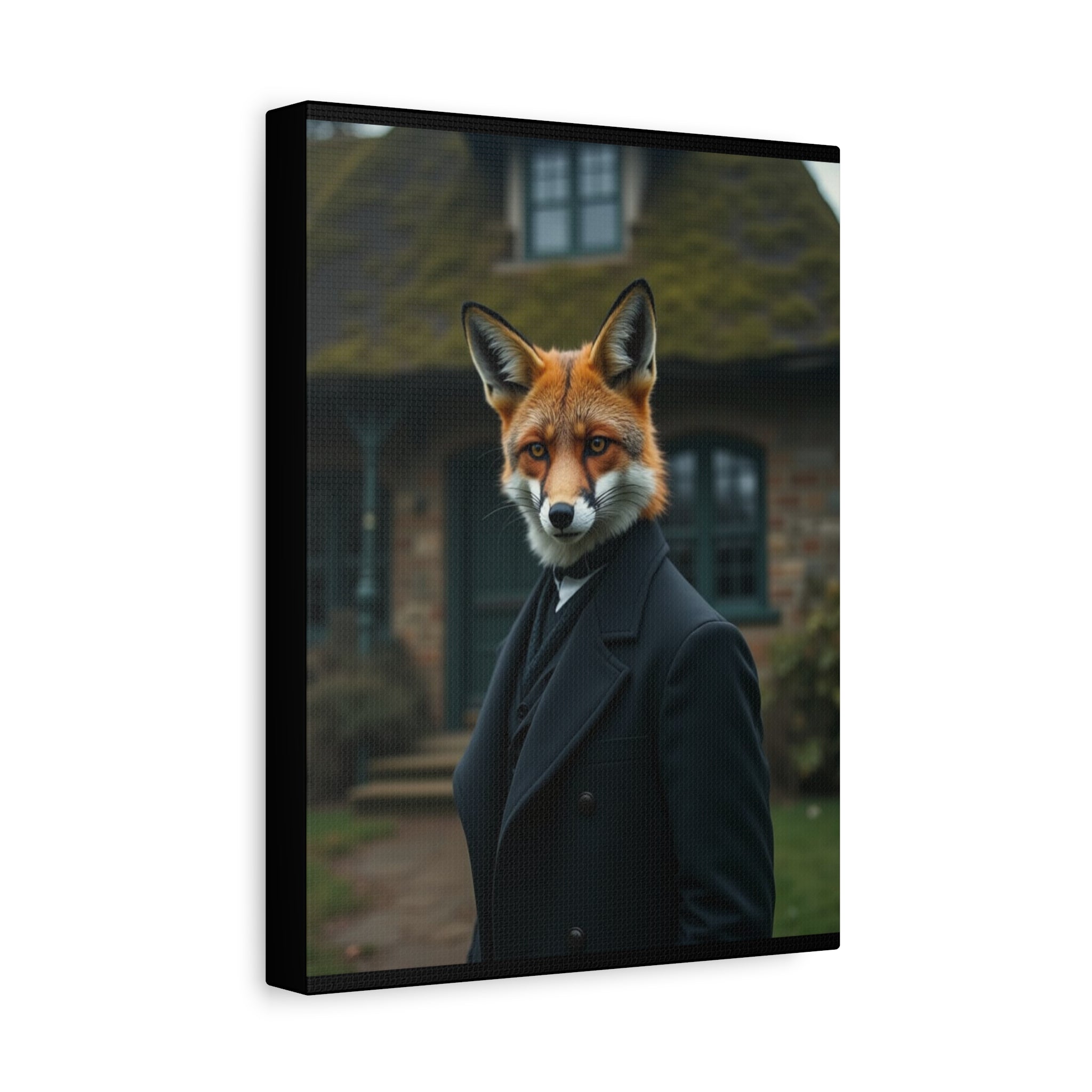 Folk Horror Fox Portrait Canvas Wall Art, Animal Lover Decor, Unique Gift, Rustic Home Accent, Nature-Inspired Artwork