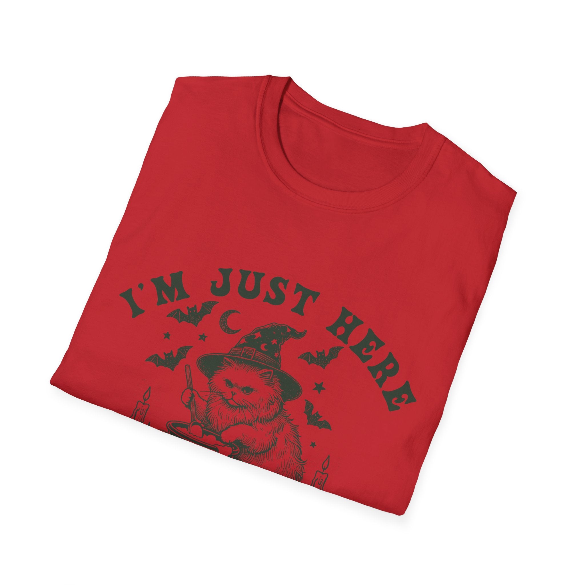 Whimsical Cat T-Shirt for Cat Lovers, Funny Graphic Tee, Gift for Pet Owners, Cozy Casual Wear, Halloween Humor Shirt