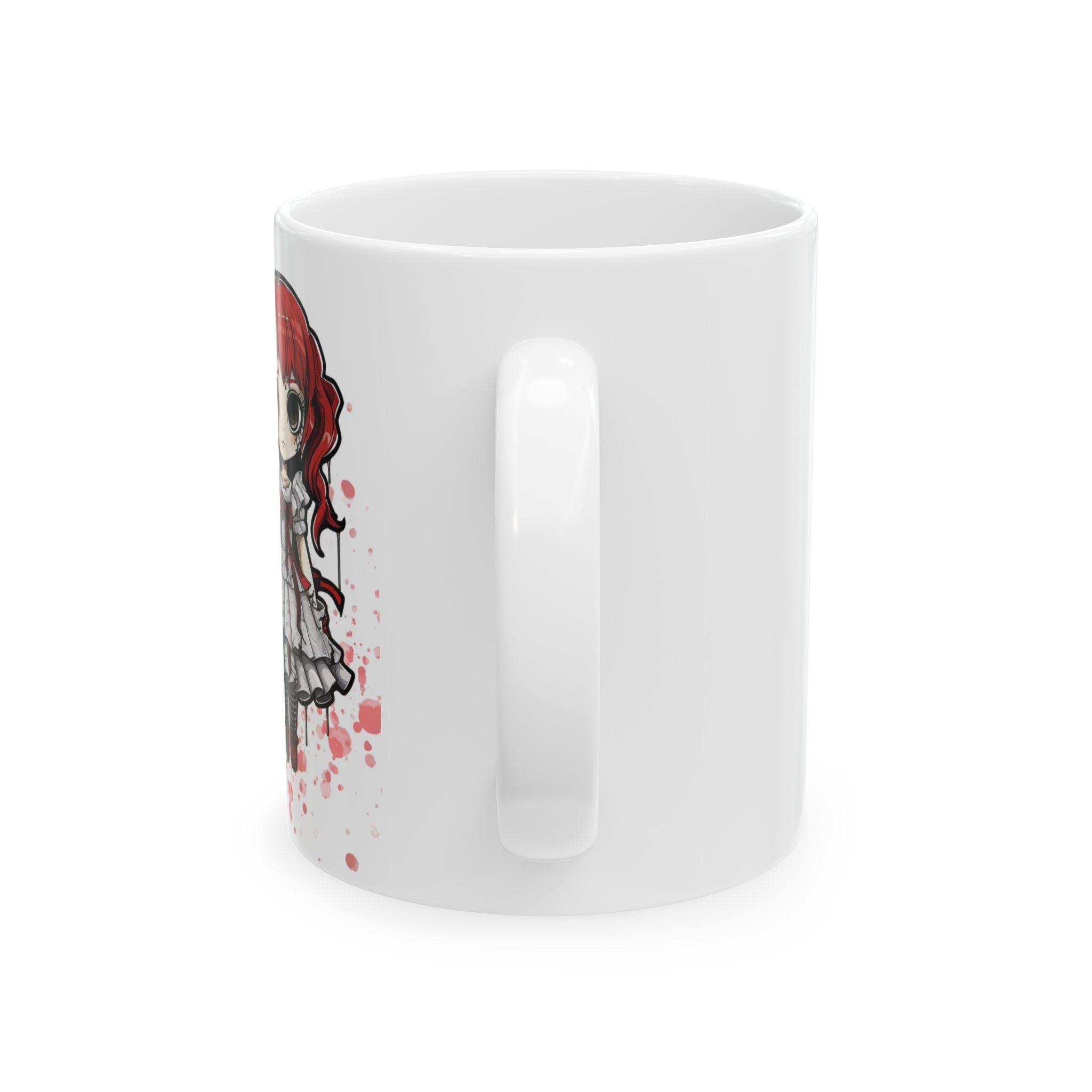 Creepy Doll Ceramic Mug, Inspirational Coffee Cup, Funny Office Gift, Cute Drinkware for Friends, Unique Present for Motivators
