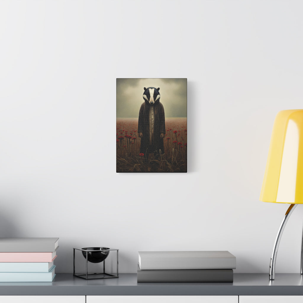 Folk Horror Badger Canvas Art, Unique Animal Wall Decor, Home Aesthetic Art, Gift for Animal Lovers, Quirky Housewarming Idea