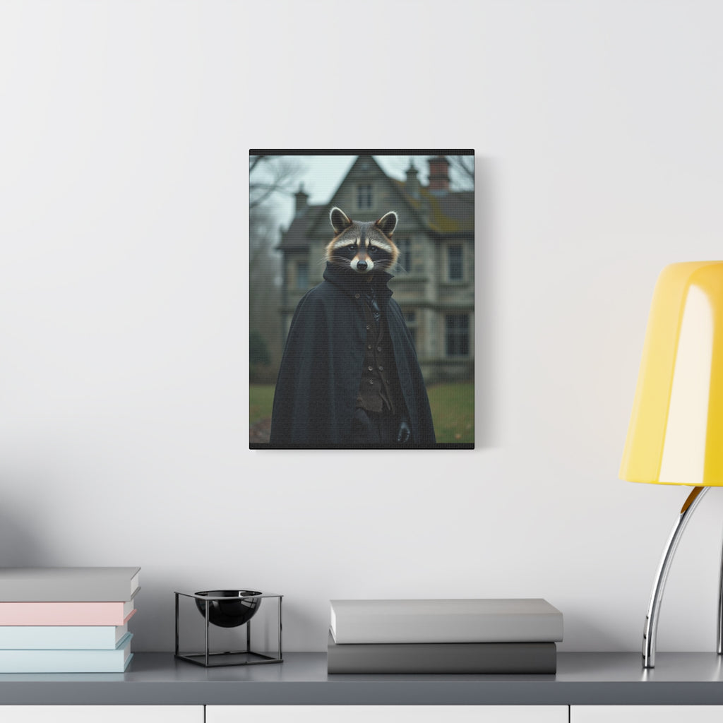 Folk Horror Raccoon Art Canvas, Raccoon Decor, Unique Wall Art, Home Aesthetic, Quirky Animal Portrait, Gift for Animal Lovers