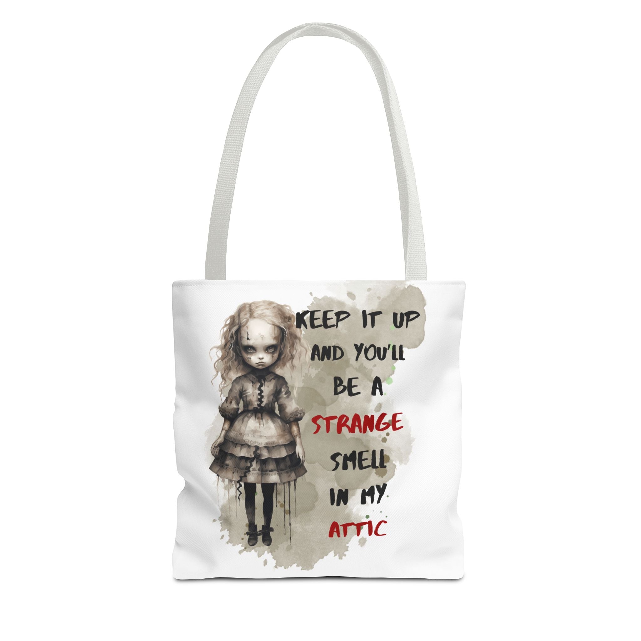 Strange Smell in My Attic Tote Bag, Gothic Eco-Friendly Tote, Witchy Canvas Bag, Unique Gift for Horror Fans, Halloween Essential