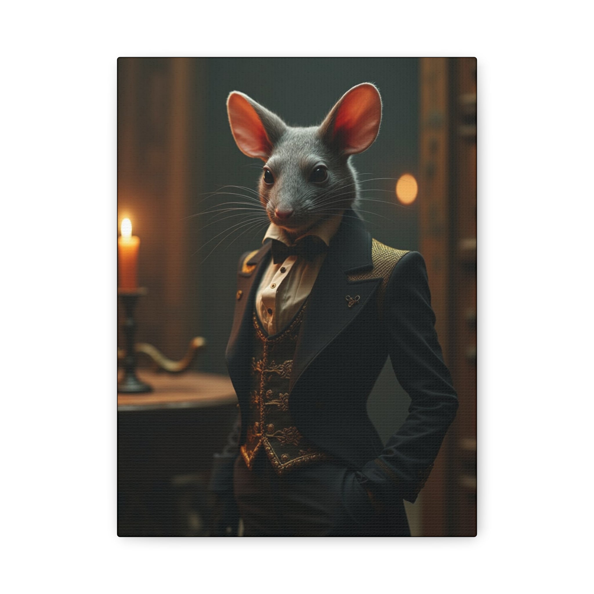 Elegant Mouse Canvas Wall Art Featuring Dapper Mouse, Funny Home Decor, Quirky Gift Idea, Unique Art for Animal Lovers, Fun Addition to Any Room