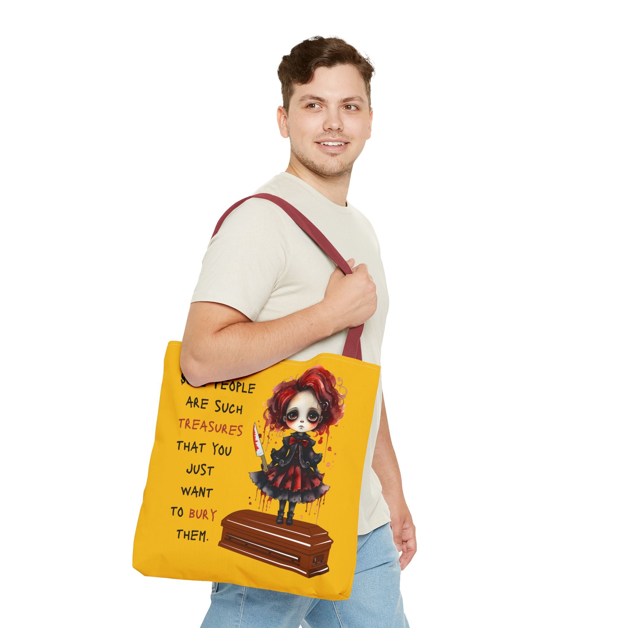 Creepy Doll Tote Bag with Quirky Artwork, Ideal for Halloween Decor, Gift for Alternative Fashion Lovers, Unique Shopper Bag, Spooky Gift