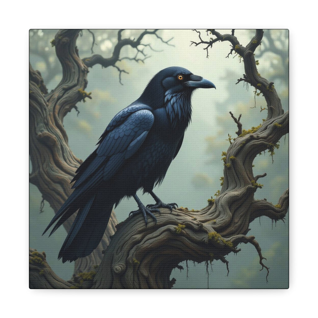 Mystical Raven Canvas Art, Black Bird Wall Decor, Gothic Home Accent, Halloween Decoration, Nature Artwork