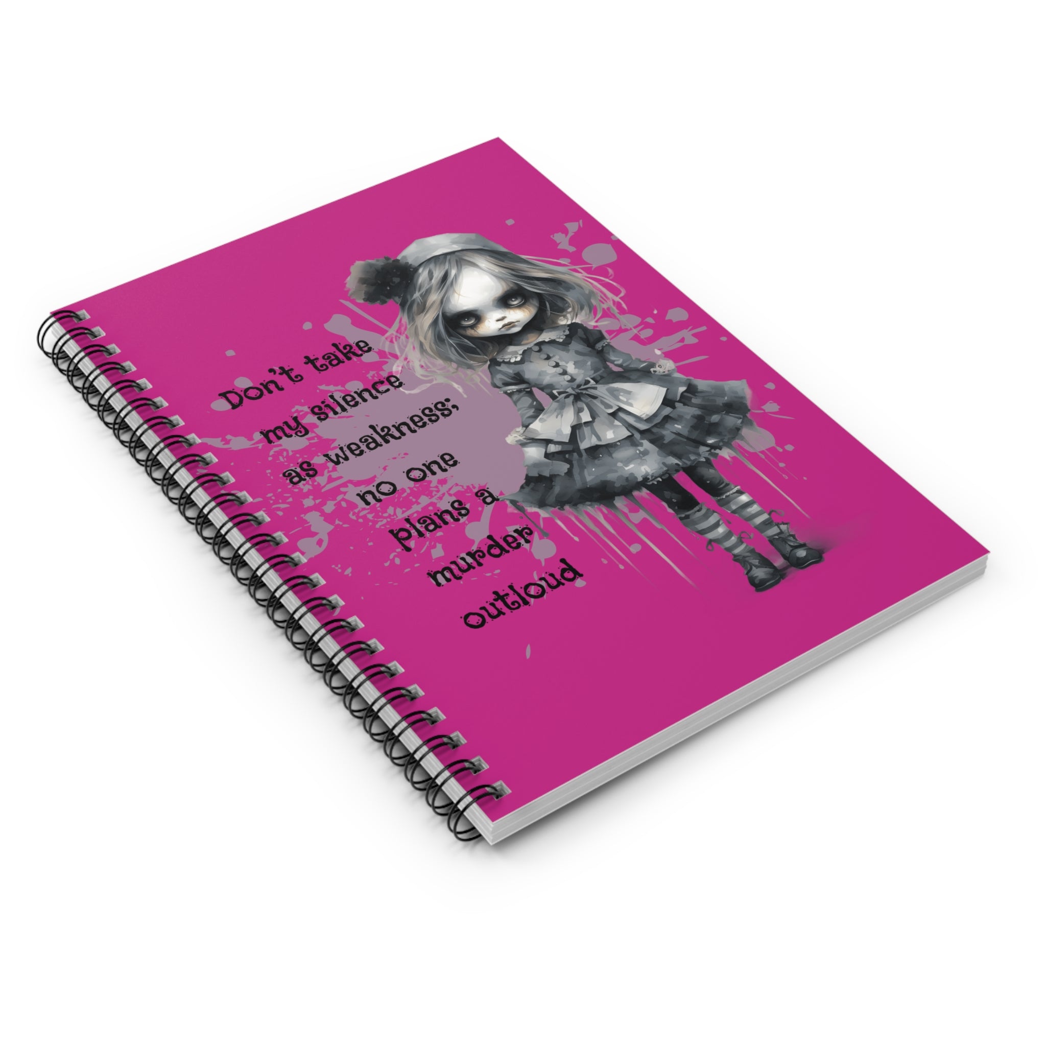 Creepy Doll Spiral Notebook - Don't Take My Silence as Weakness, Unique Gift for Note-Taking, Journaling, Spooky Decor, Halloween, Creative [...]