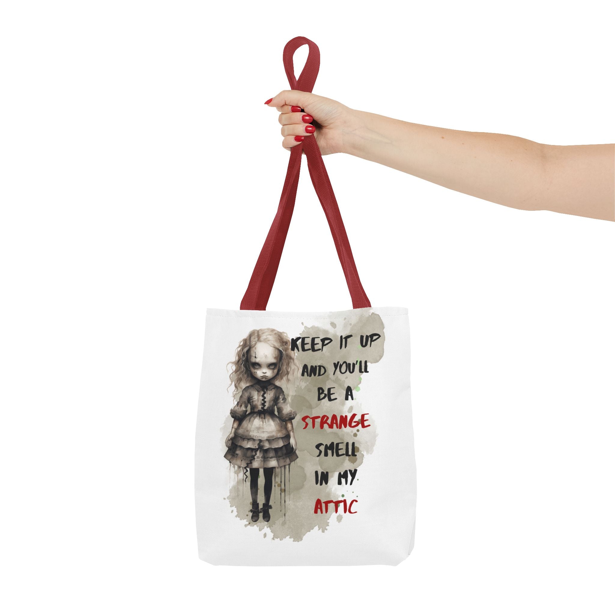 Strange Smell in My Attic Tote Bag, Gothic Eco-Friendly Tote, Witchy Canvas Bag, Unique Gift for Horror Fans, Halloween Essential