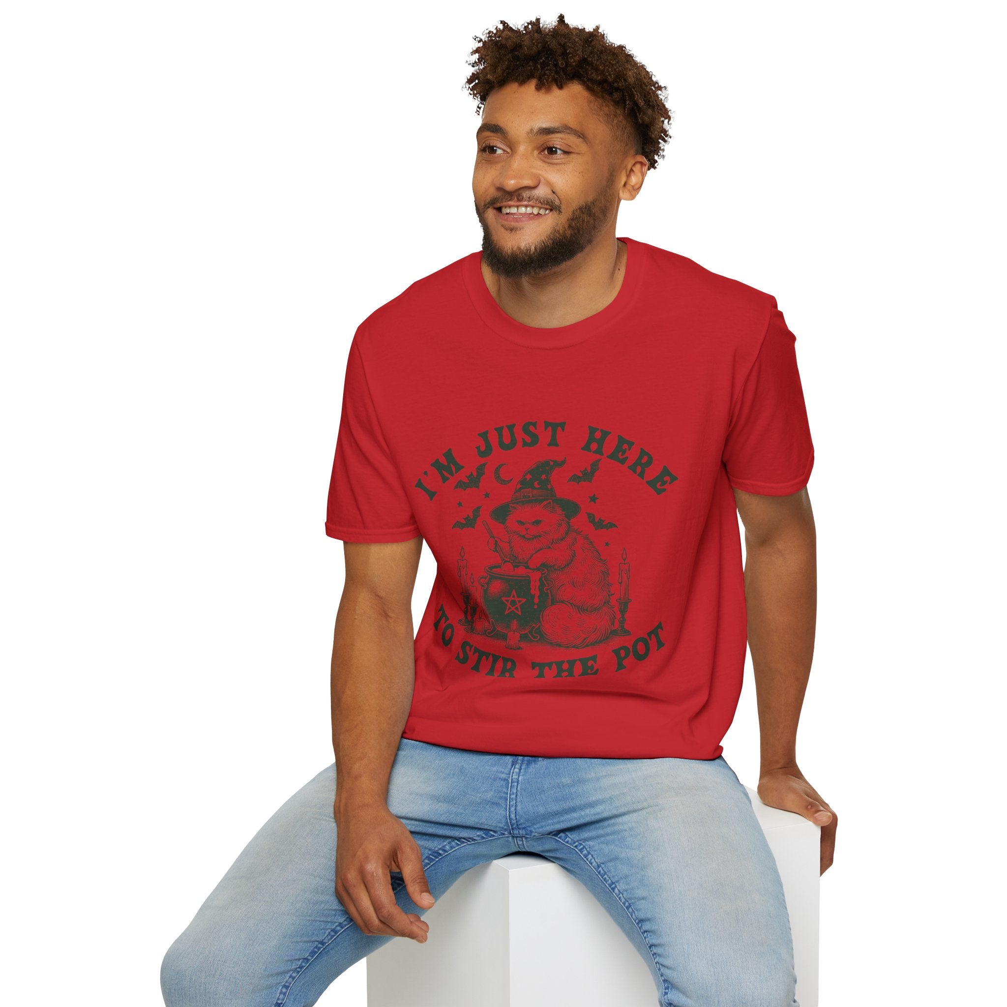 Whimsical Cat T-Shirt for Cat Lovers, Funny Graphic Tee, Gift for Pet Owners, Cozy Casual Wear, Halloween Humor Shirt