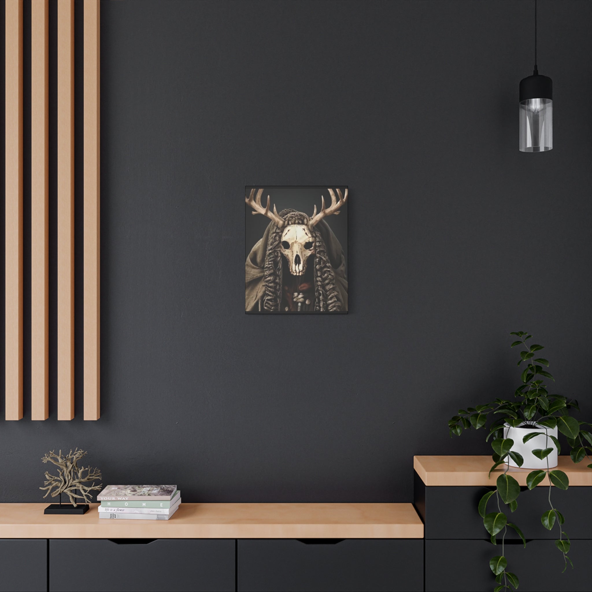 Ritual Canvas Wall Art, Skull Decor, Gothic Home Decor, Boho Aesthetic, Framed Canvas, Unique Wall Decoration