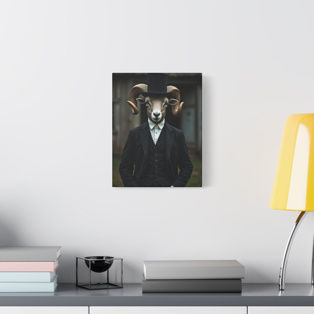 Folk Horror Ram Stylish Canvas Wall Art, Modern Home Decor, Unique Gift for Animal Lovers, Quirky Art Piece, Ideal for Lazy Days