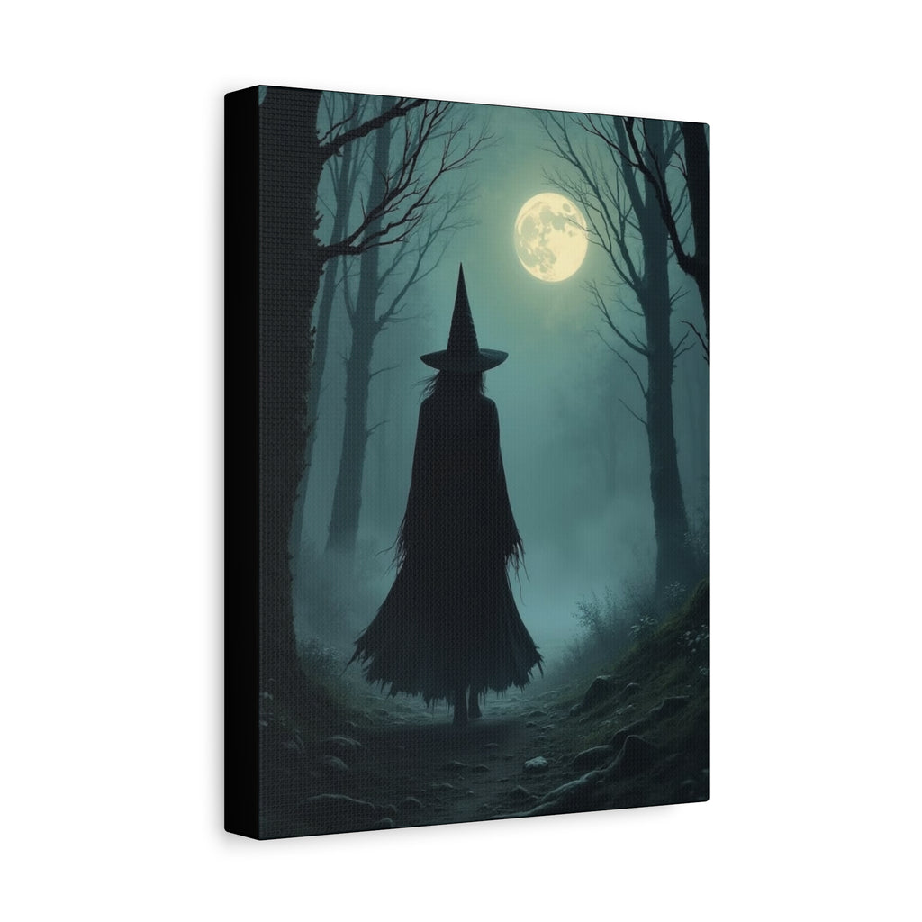 Full Moon Art Canvas, Spooky Wall Decor, Halloween Home Decoration, Witch Themed Gift, Witchy Artwork for October
