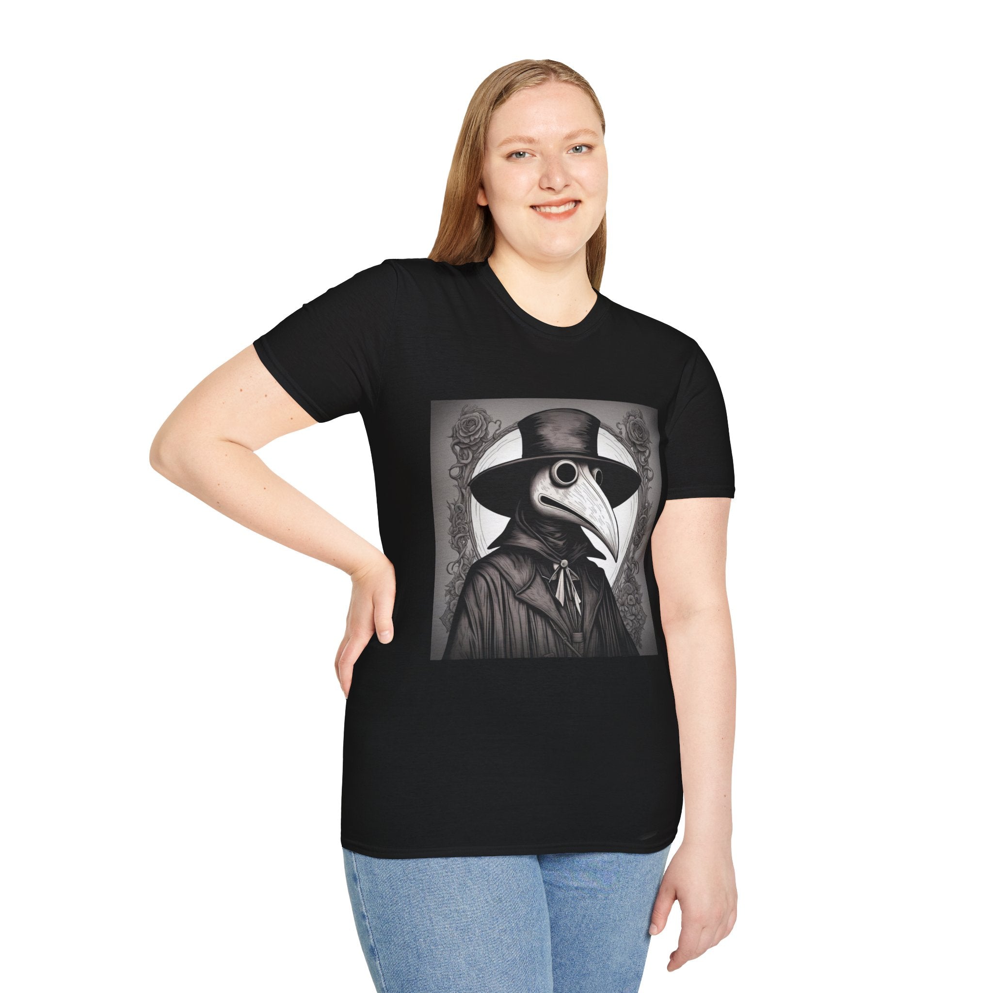 Vintage Plague Doctor Graphic Tee, Unisex T-Shirt, Halloween Costume, Gothic Fashion, Spooky Gift, Unique Art Shirt