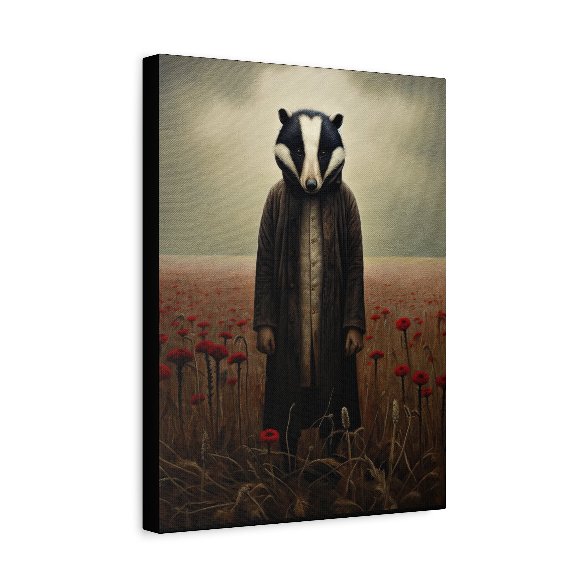 Folk Horror Badger Canvas Art, Unique Animal Wall Decor, Home Aesthetic Art, Gift for Animal Lovers, Quirky Housewarming Idea