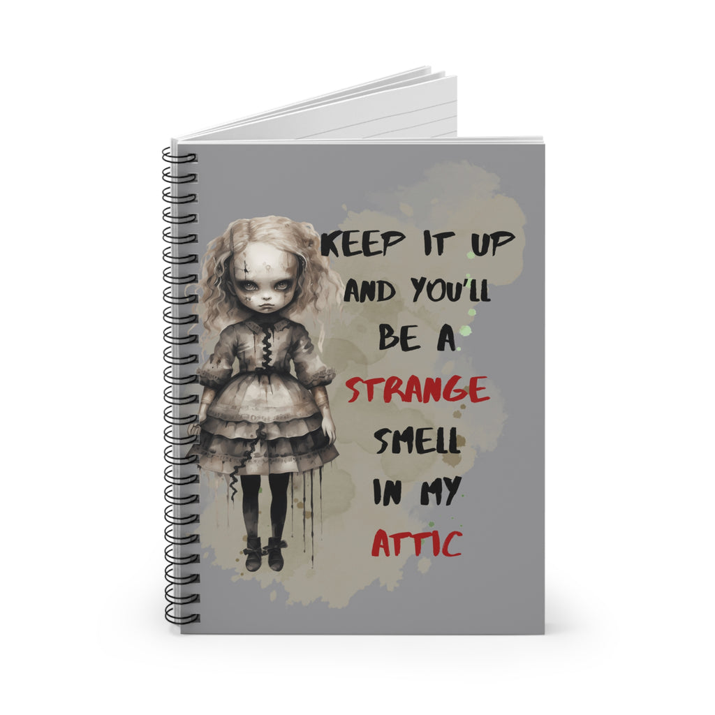 Creepy Doll Spiral Notebook - Creepy Doll Design, Journaling, Gift for Halloween, Eerie Art Journal, Unique Stationery